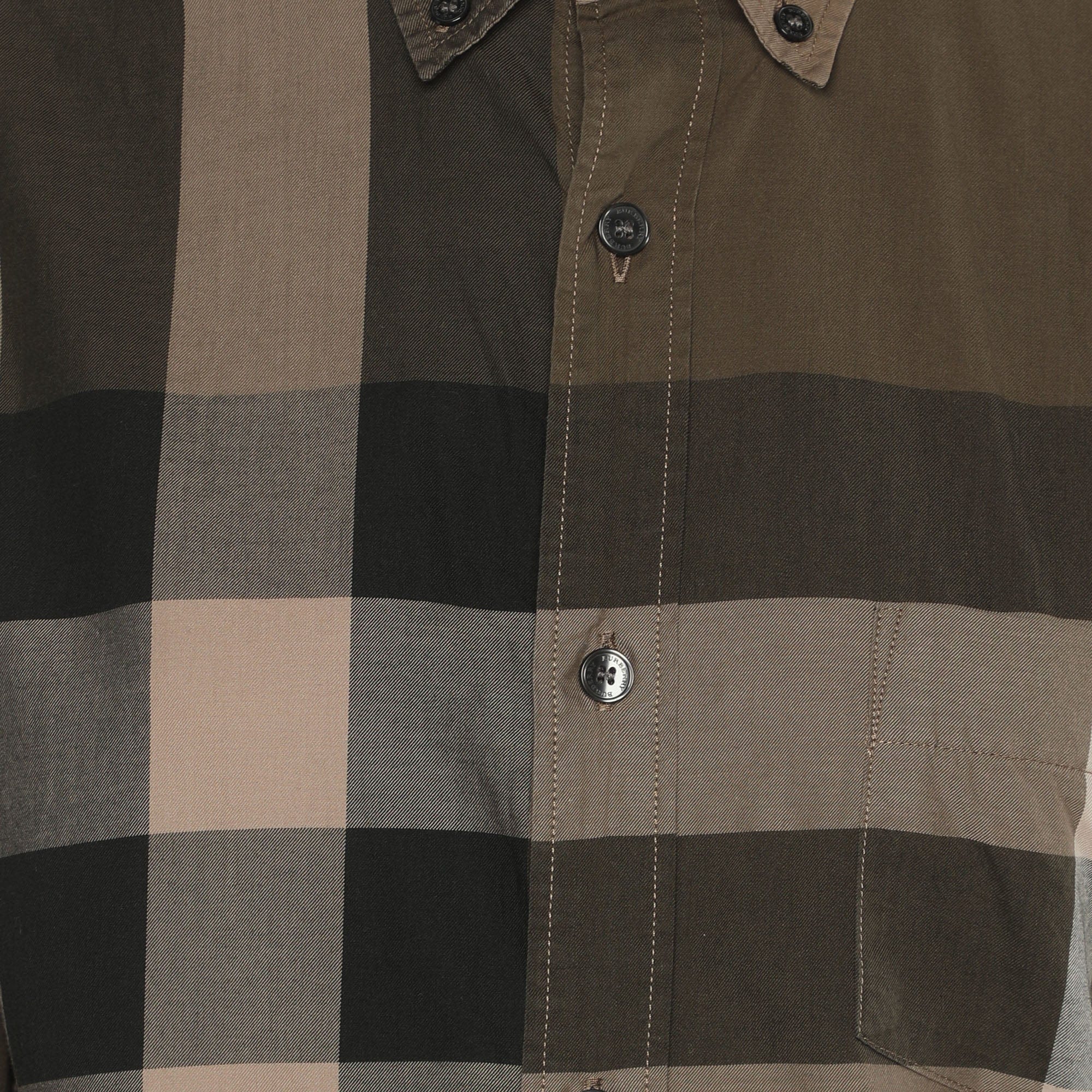 Burberry Brit Beige/khaki Checked Cotton Long Sleeve Shirt
