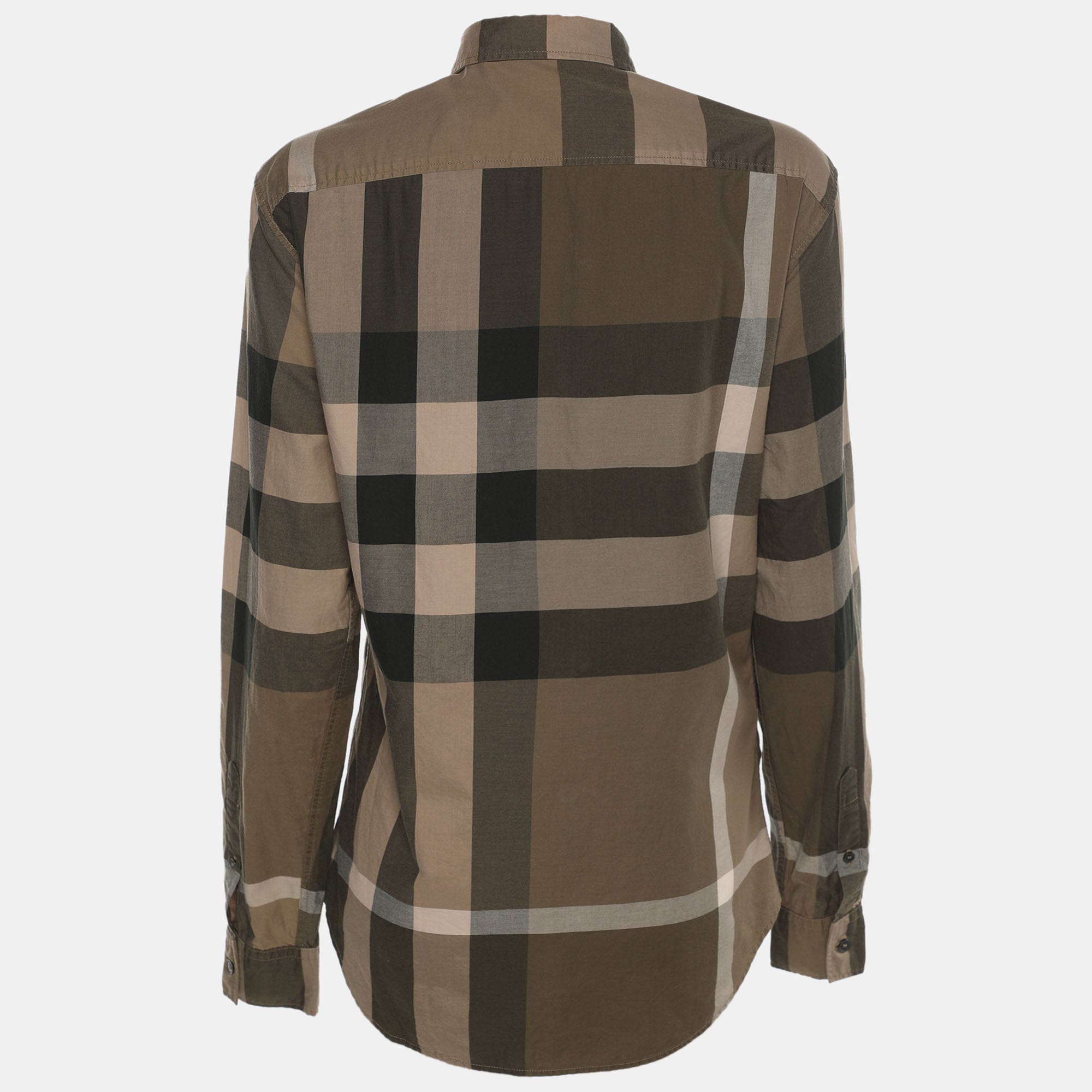 Burberry Brit Beige/khaki Checked Cotton Long Sleeve Shirt