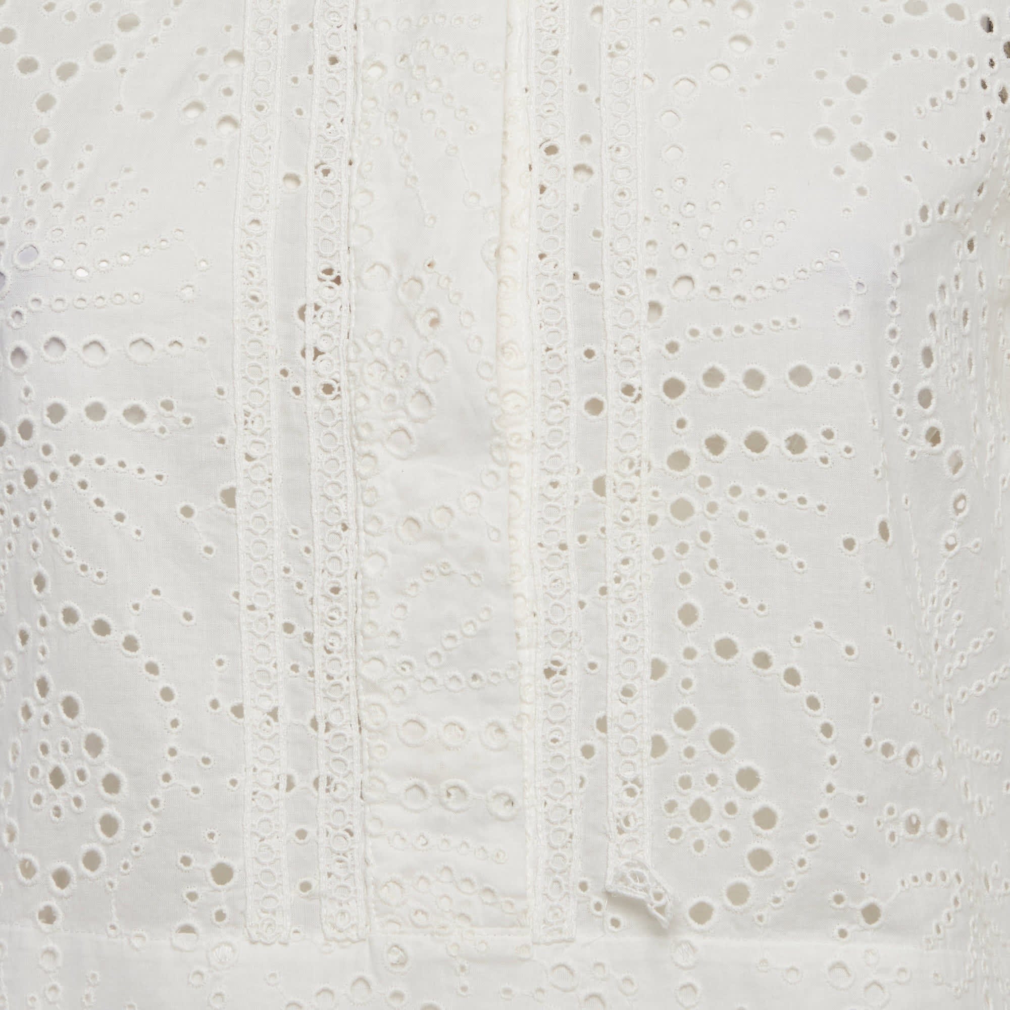 Burberry White Cotton Daniela Eyelet Shirt Dress