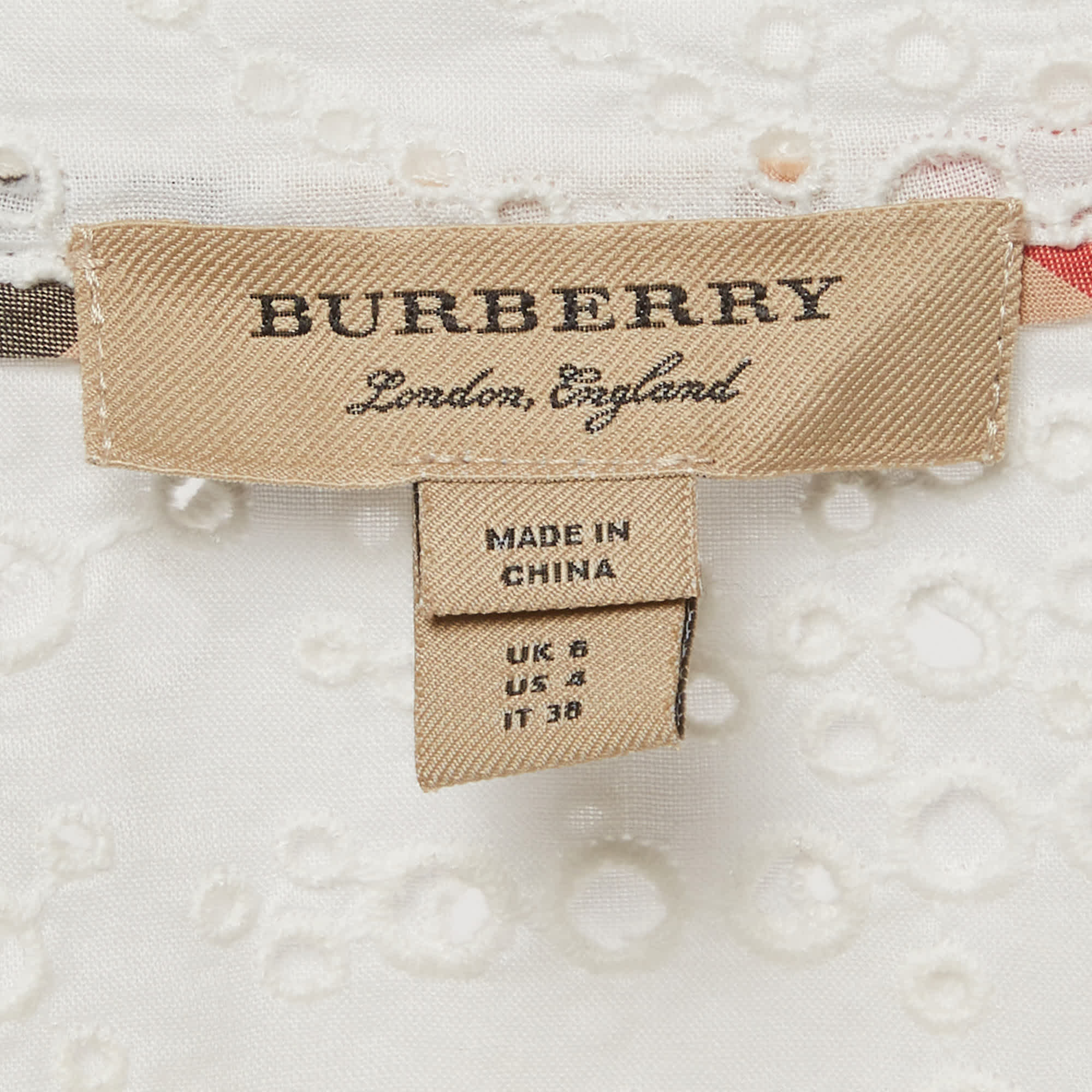 Burberry White Cotton Daniela Eyelet Shirt Dress