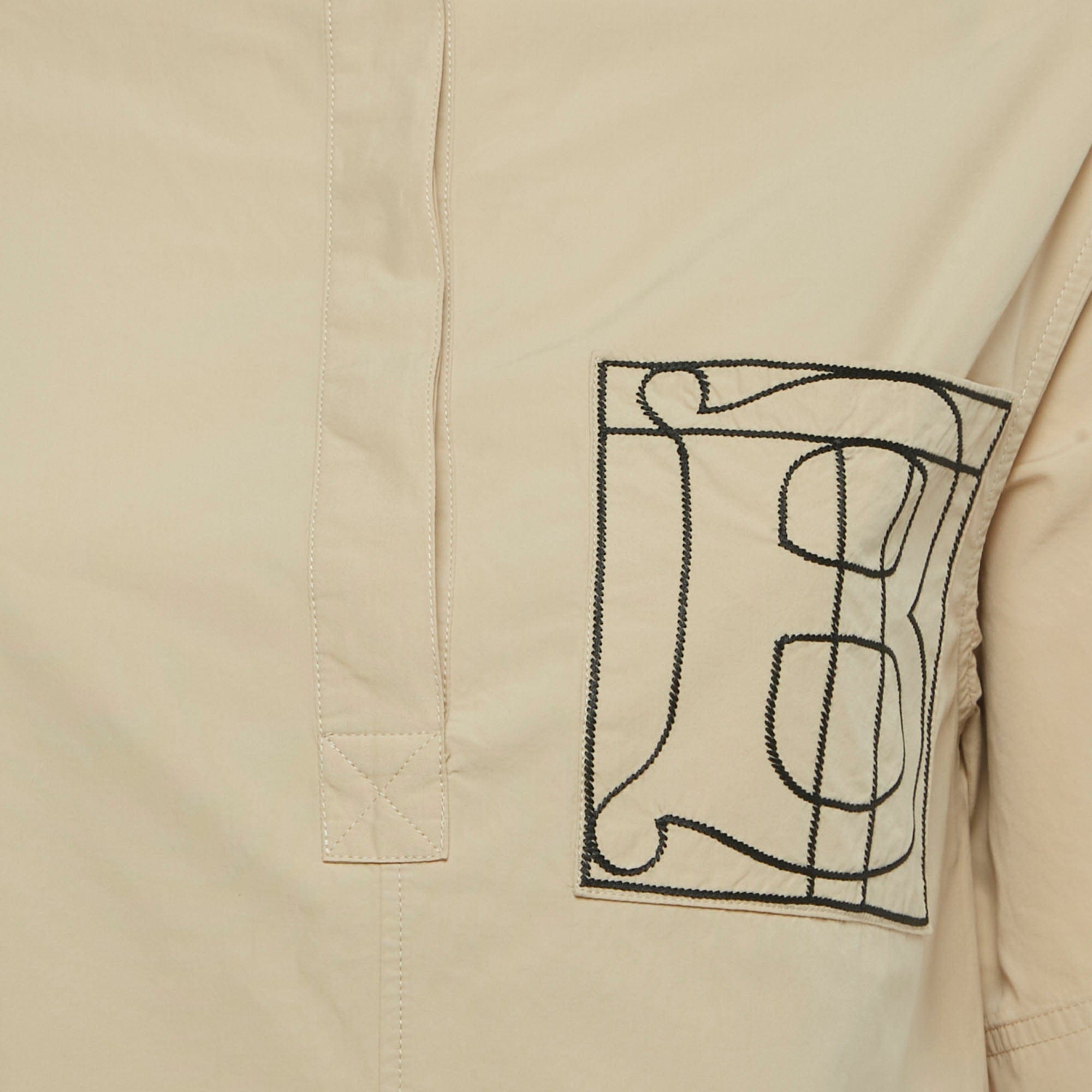 Burberry Beige Cotton Monogram Embroidered Cotton Abbie Mini Dress