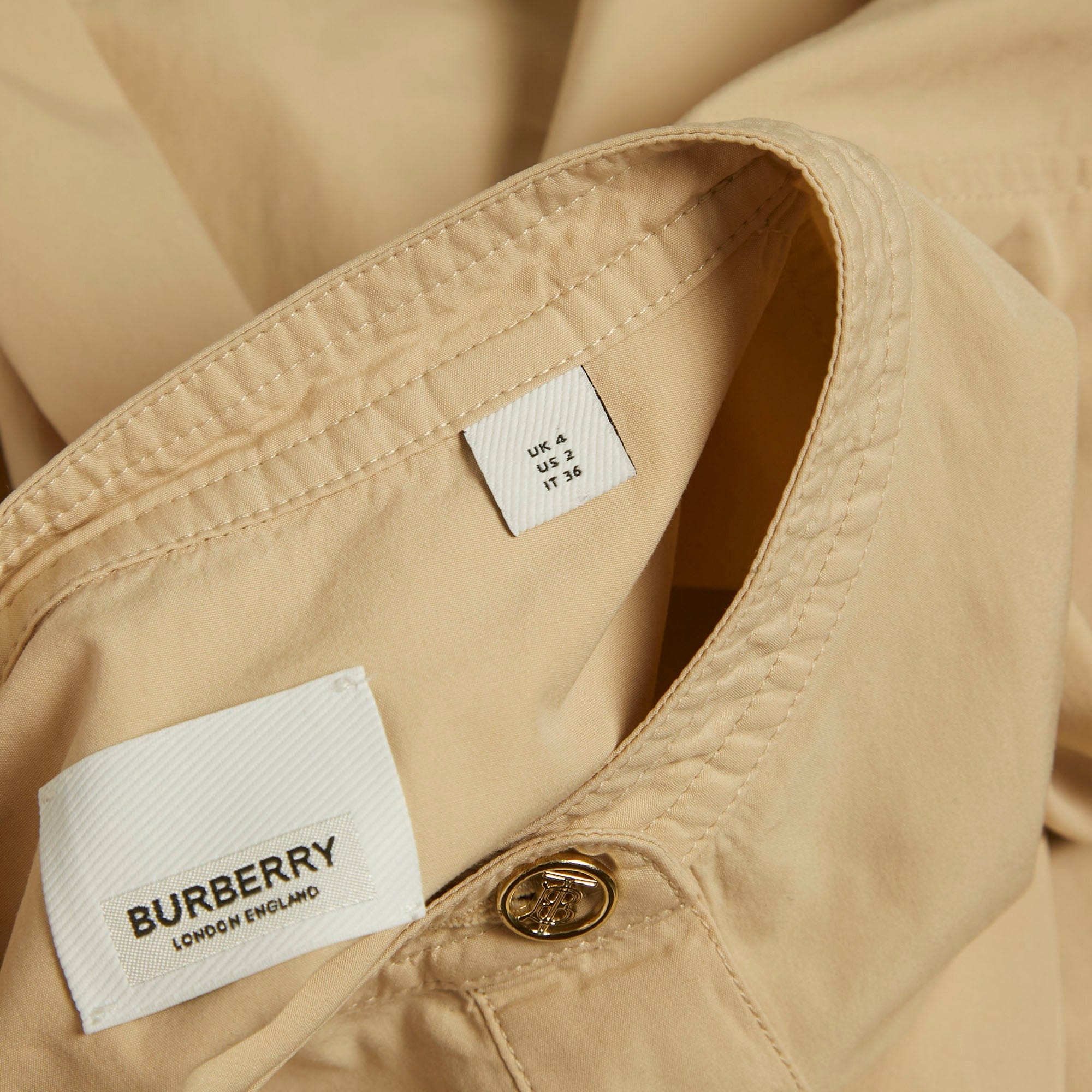 Burberry Beige Cotton Monogram Embroidered Cotton Abbie Mini Dress