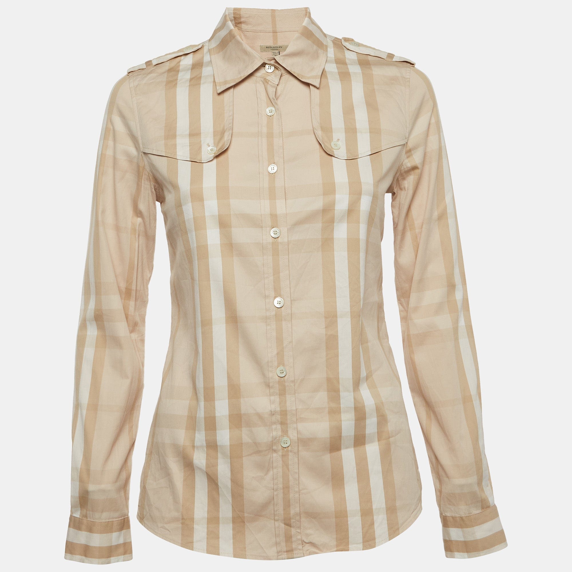 Burberry Beige Nova Check Cotton Button Up Shirt