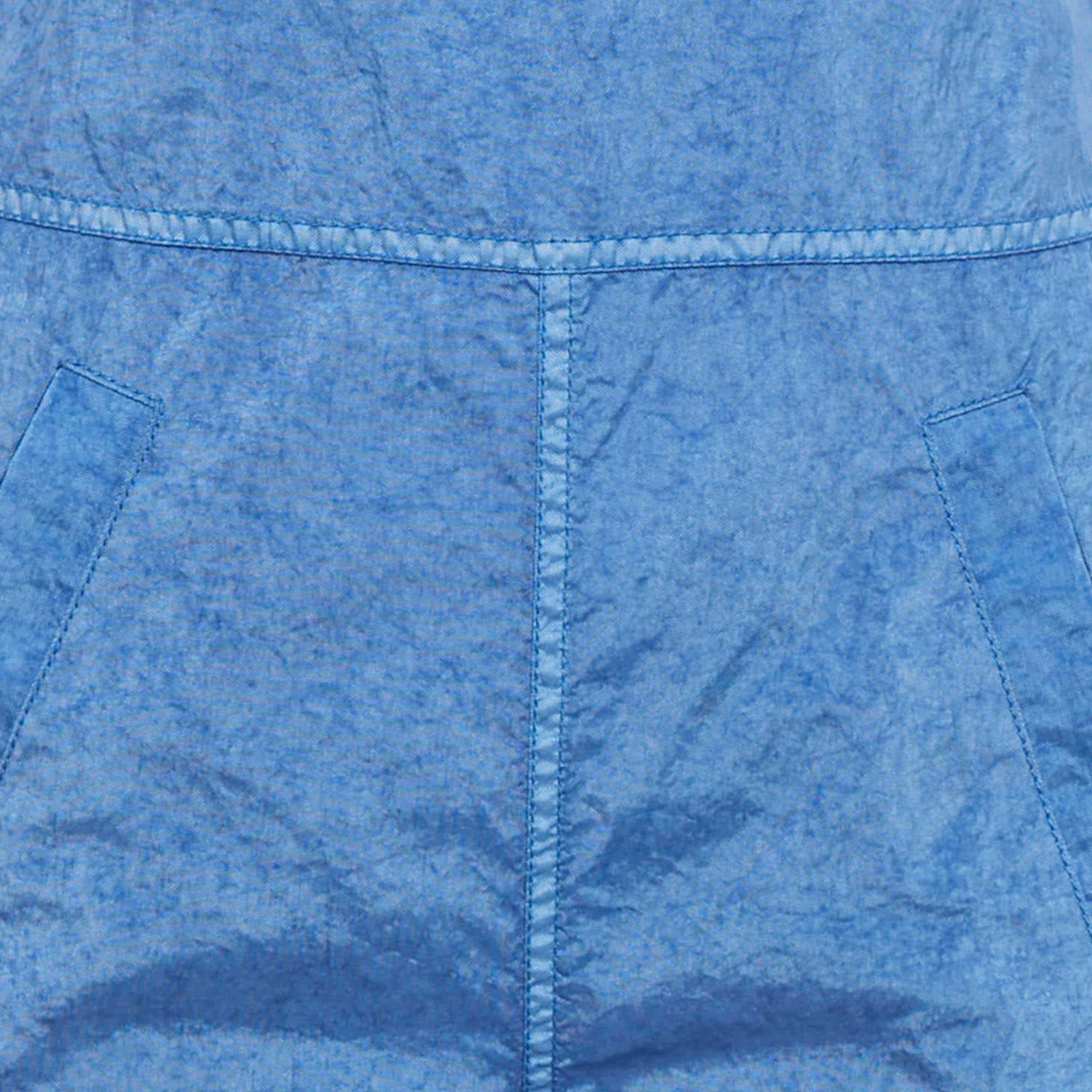 Burberry Warm Royal Blue Synthetic Leather Trim Dungarees