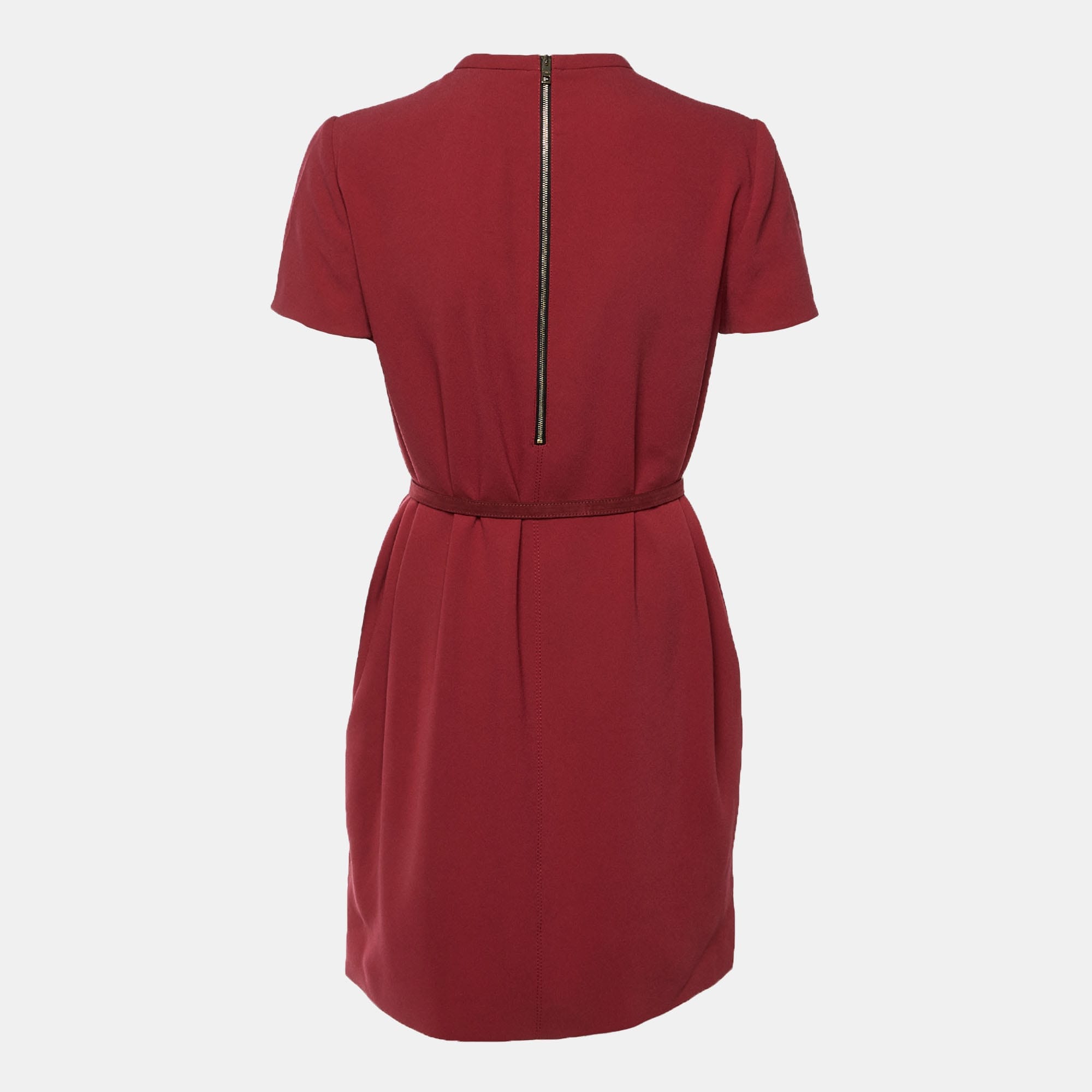 Burberry Red Crepe Belted Shift Dress