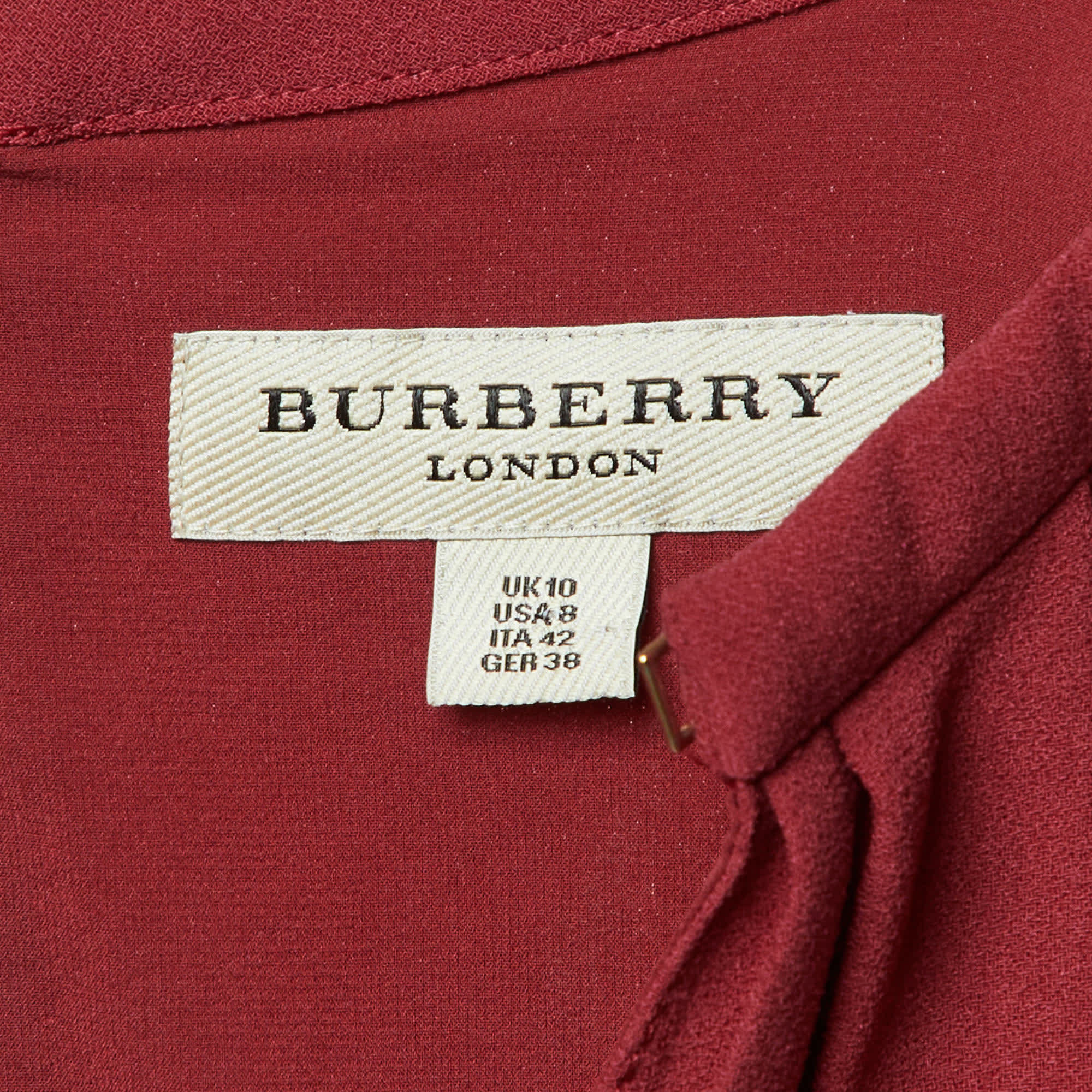 Burberry Red Crepe Belted Shift Dress