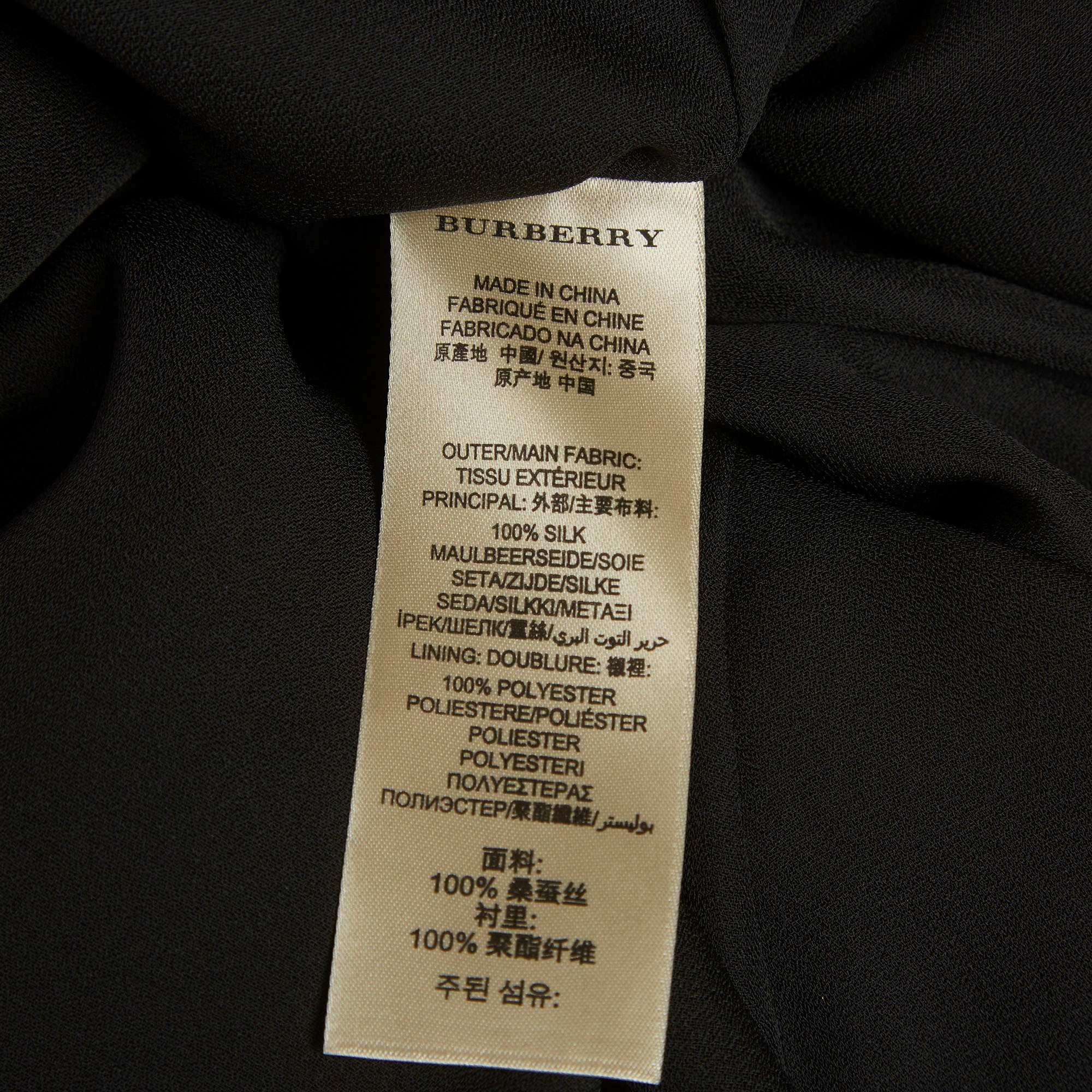 Burberry Brit Black/mustard Abstract Print Silk Midi Dress