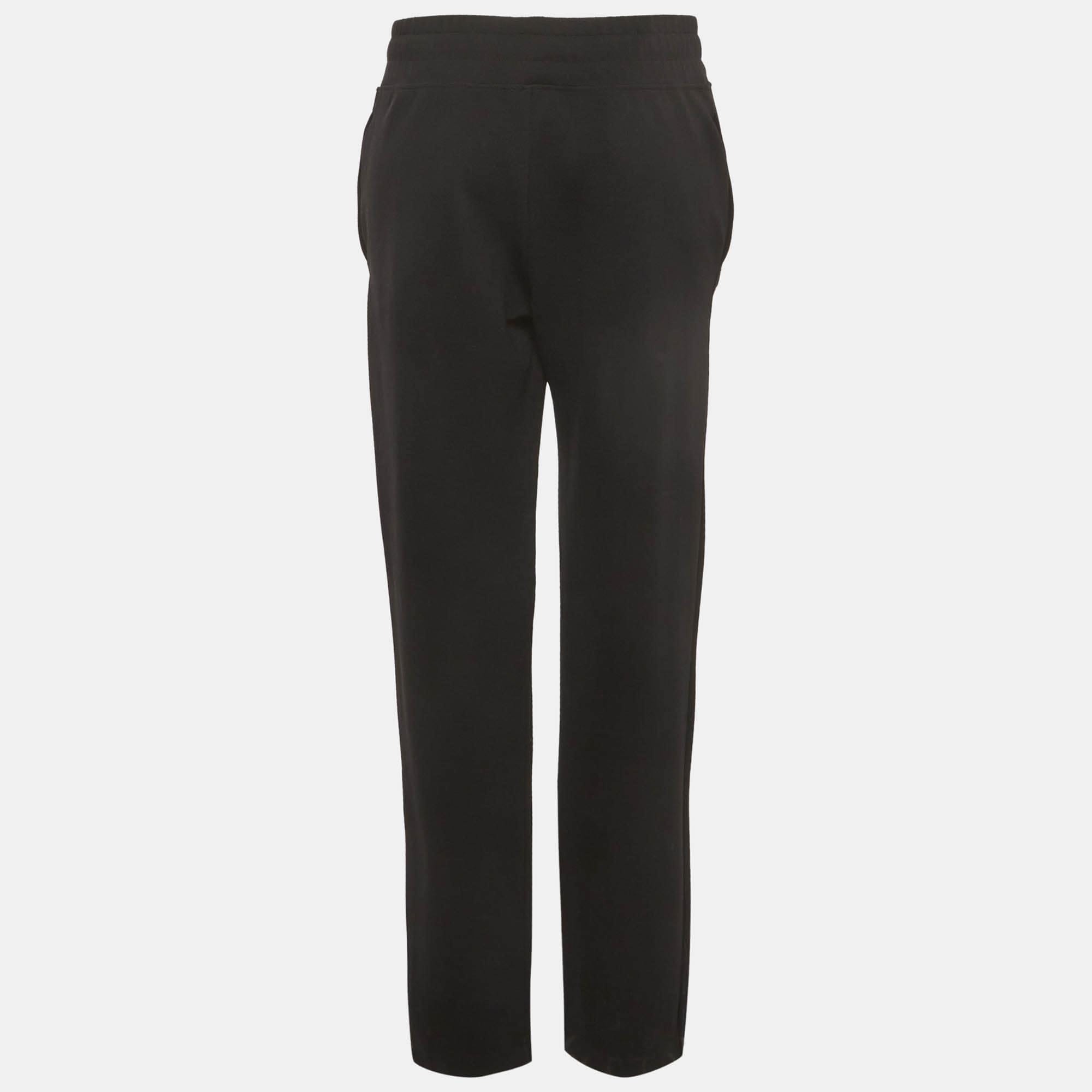 Burberry Black Gabardine Logo Applique Pants