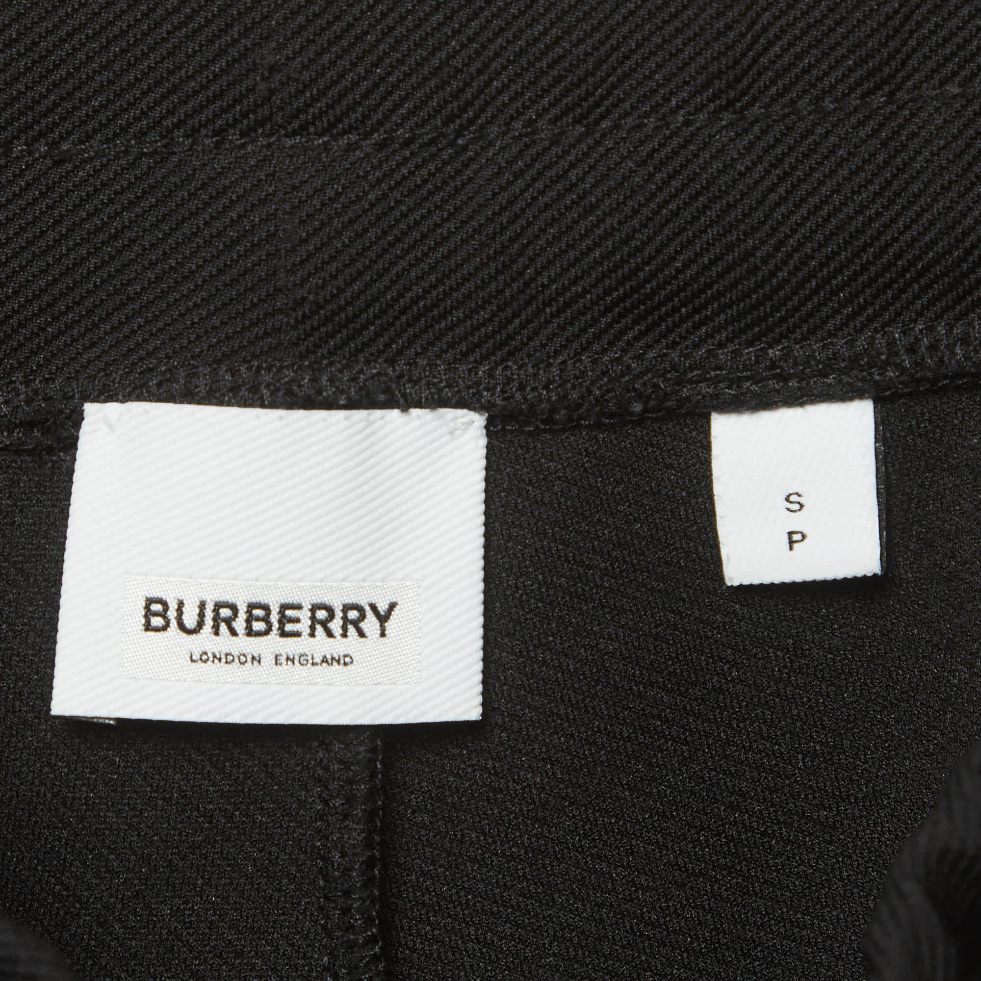 Burberry Black Gabardine Logo Applique Pants