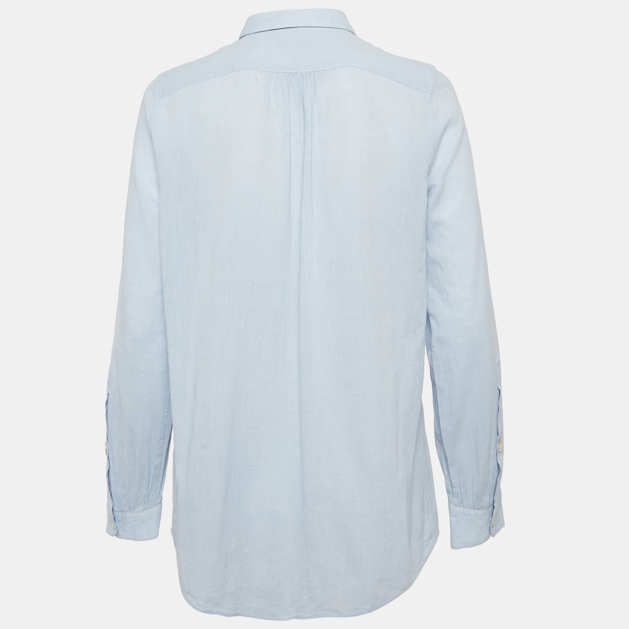 Burberry Brit Blue Cotton Shirt Blouse