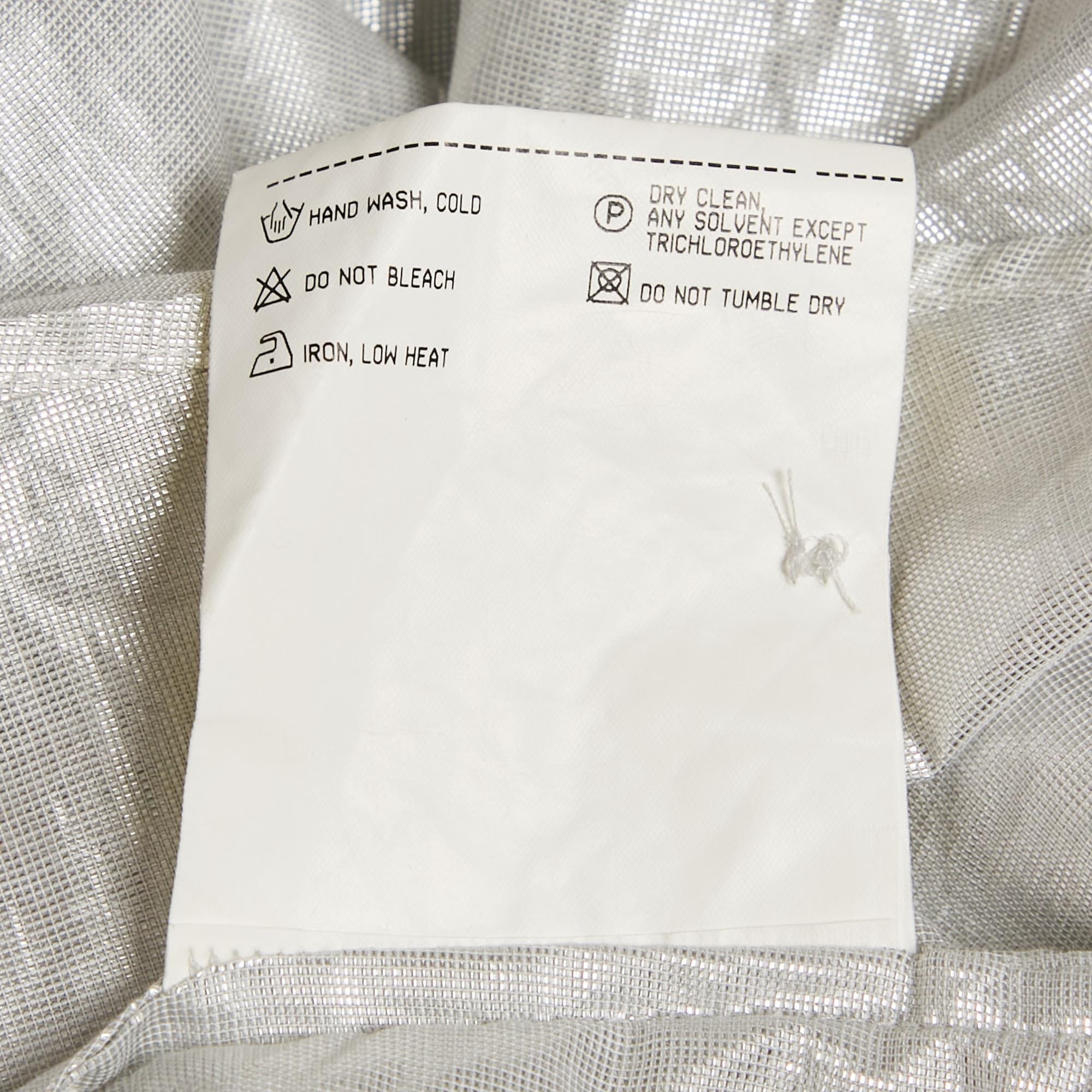 Burberry London Silver Lamé Button Front Shirt