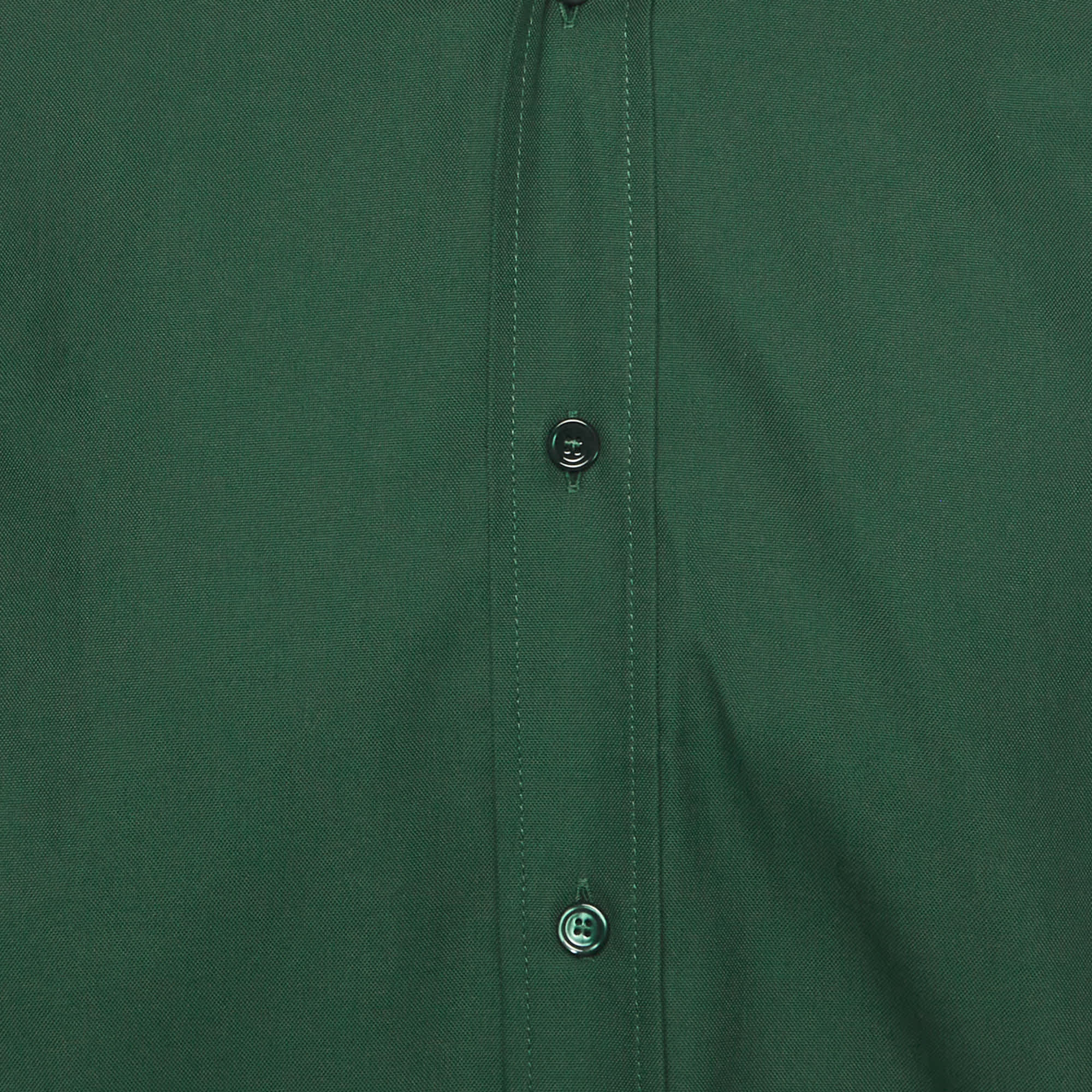 Burberry Green Logo Embroidered Cotton Button Up Shirt