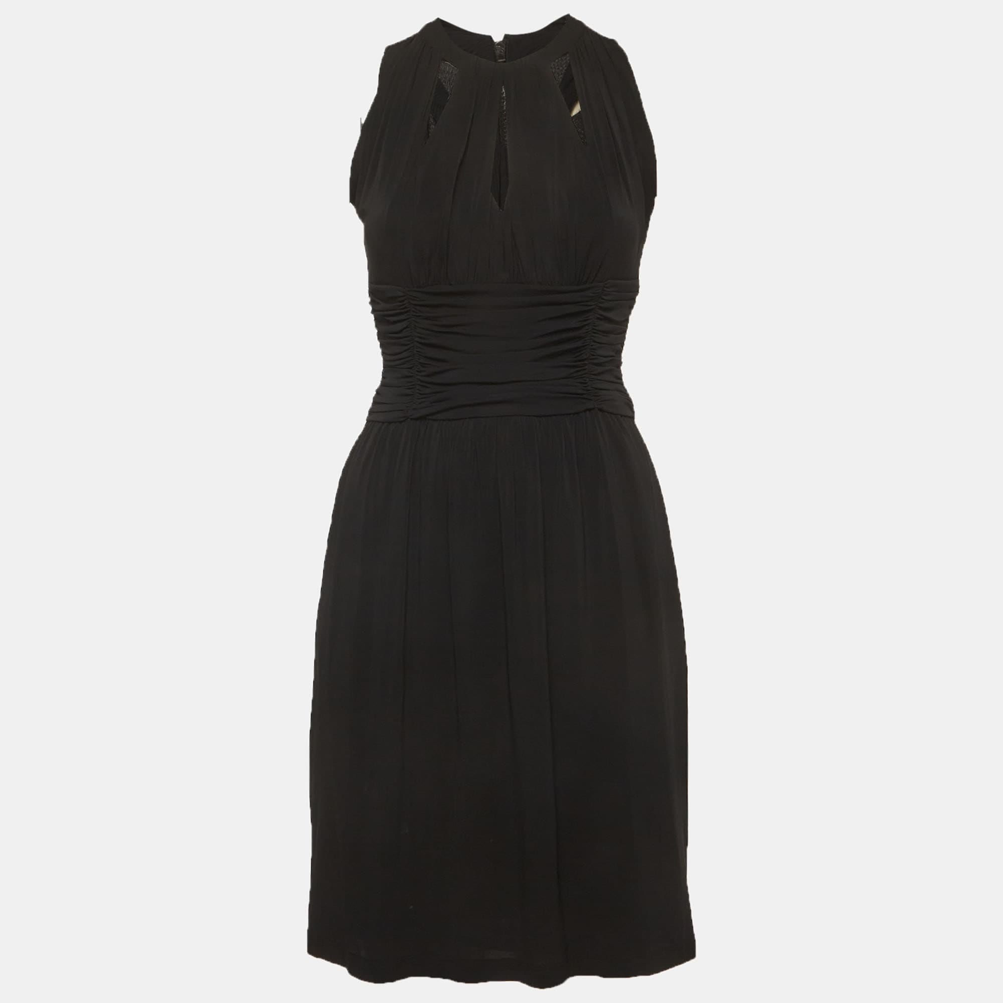 Burberry Black Jersey Draped Midi Dress