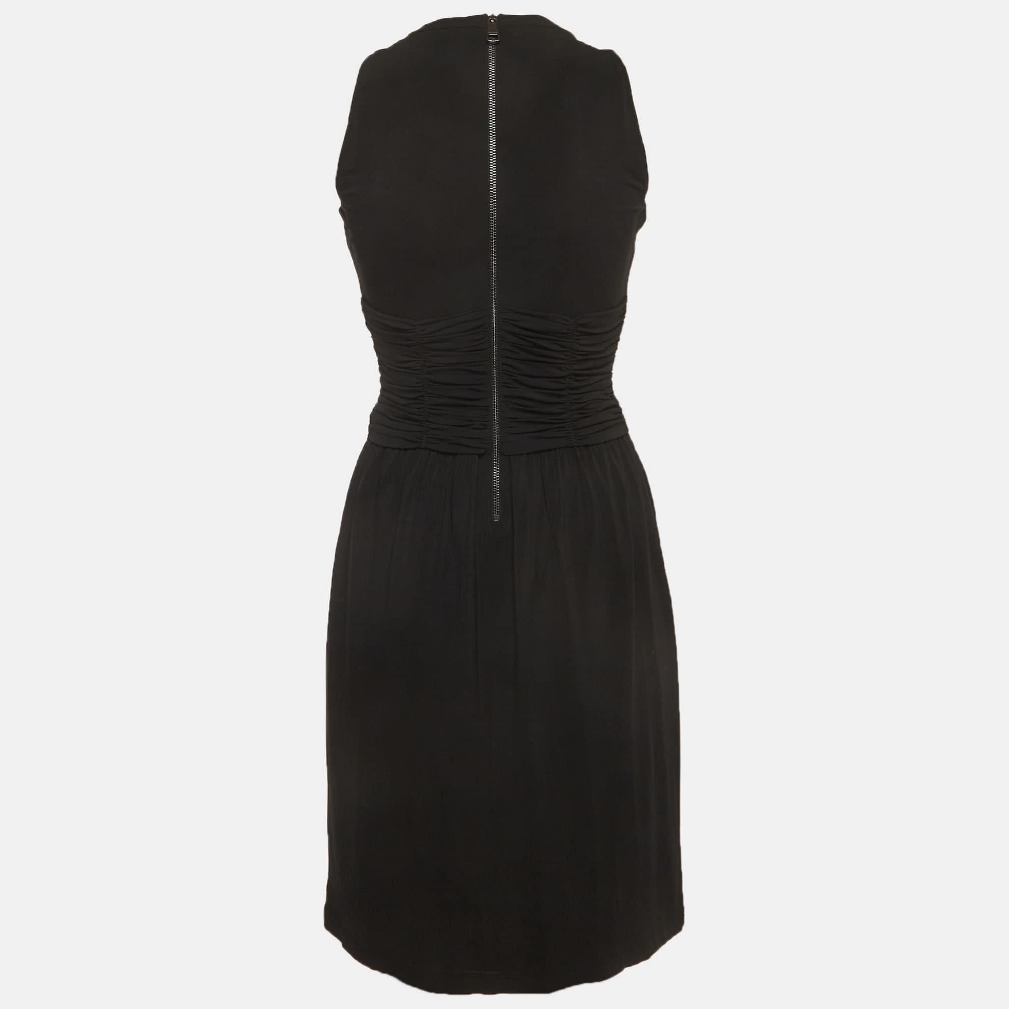 Burberry Black Jersey Draped Midi Dress