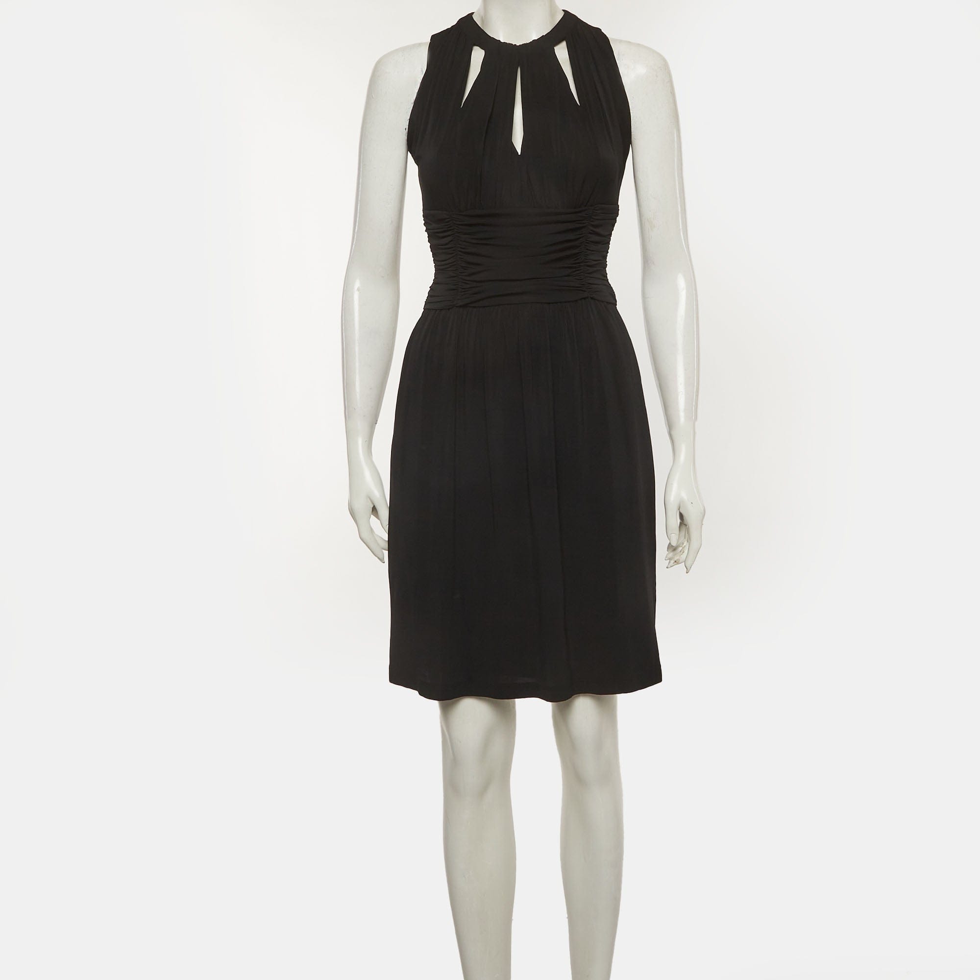 Burberry Black Jersey Draped Midi Dress