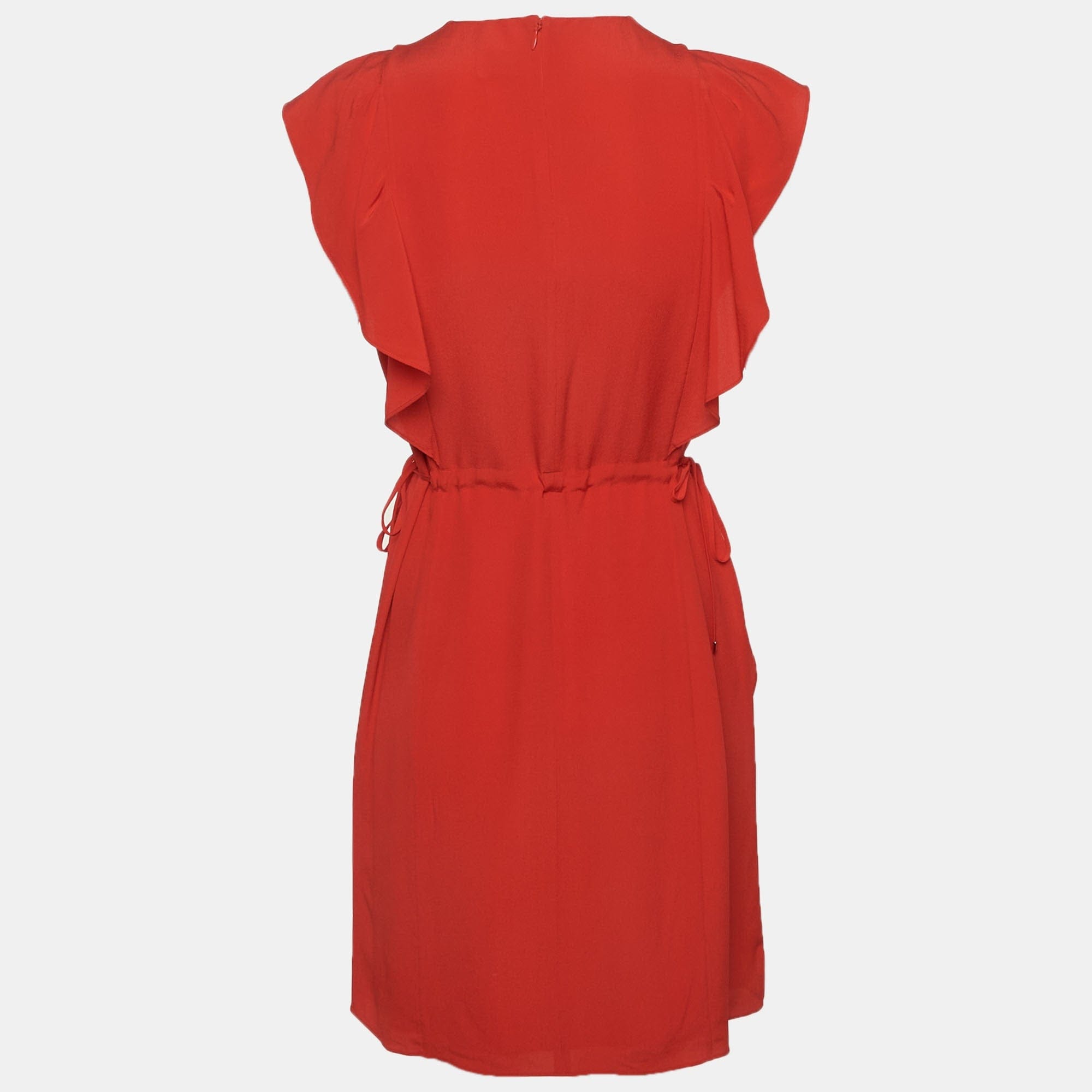 Burberry Red Crepe Ruffled Short Dress
