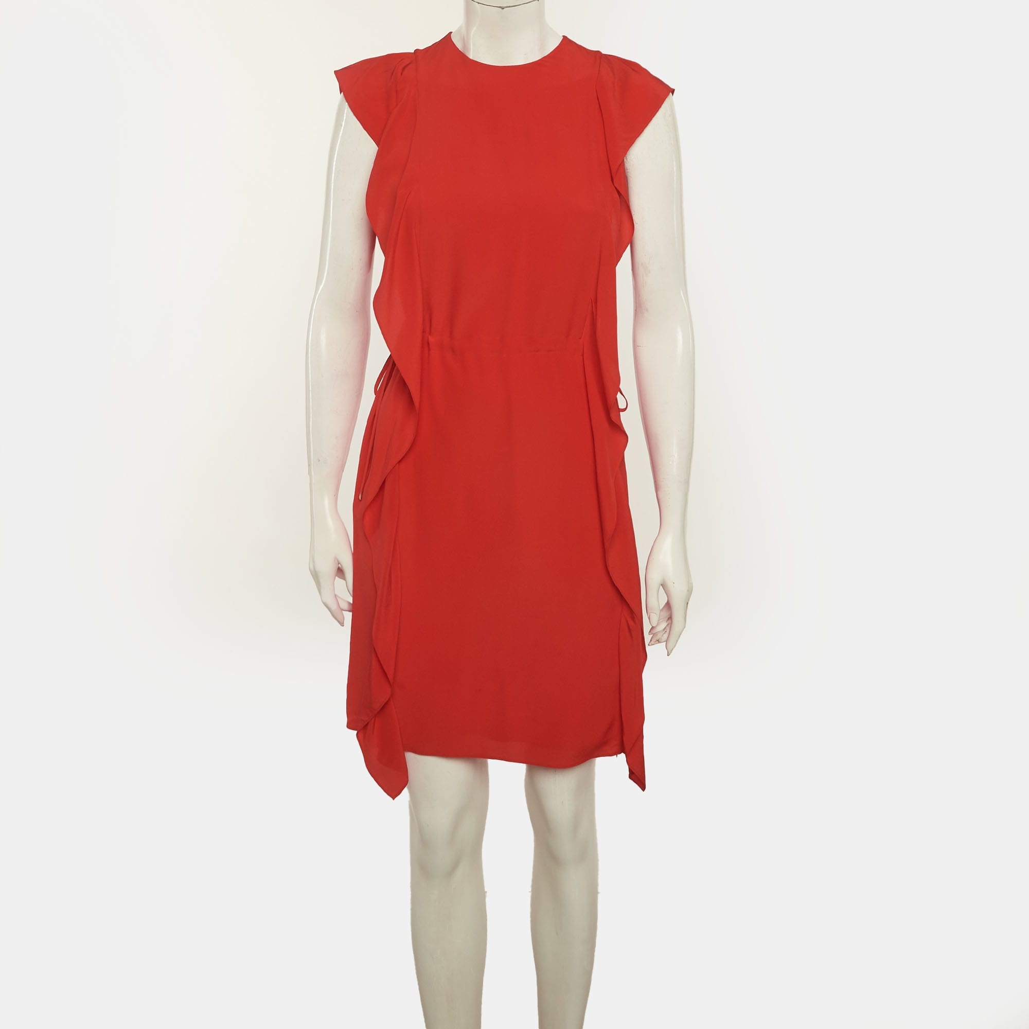Burberry Red Crepe Ruffled Short Dress