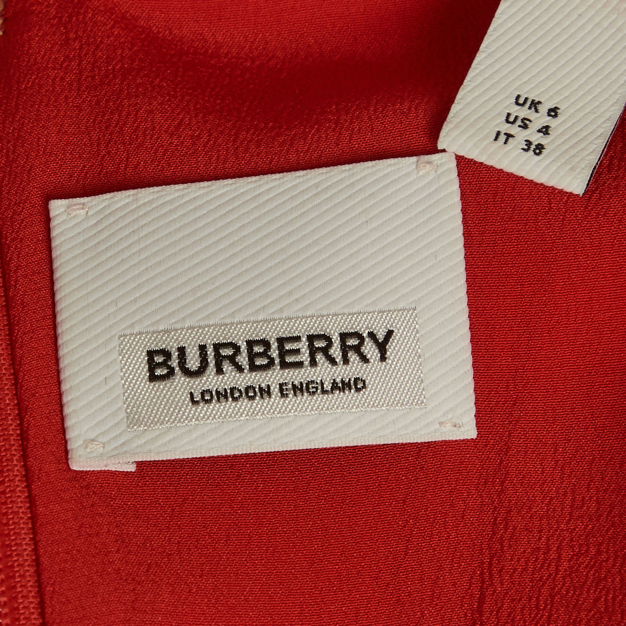 Burberry Red Crepe Ruffled Short Dress