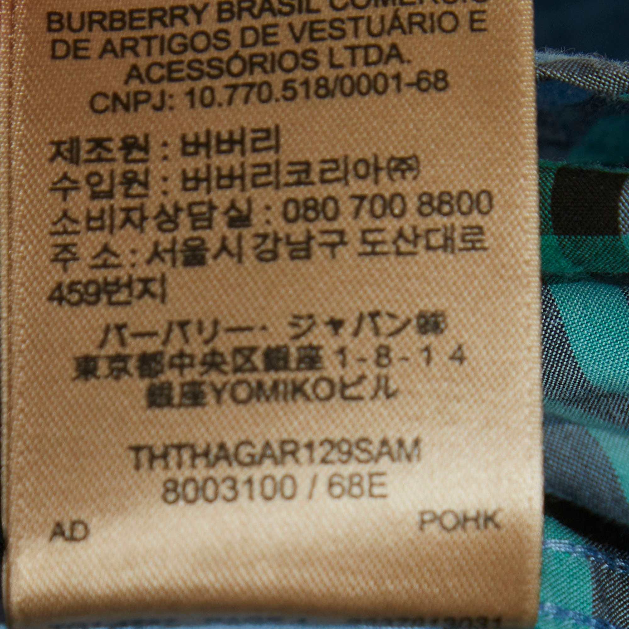 Burberry Blue Checks Cotton Long Sleeve Shirt