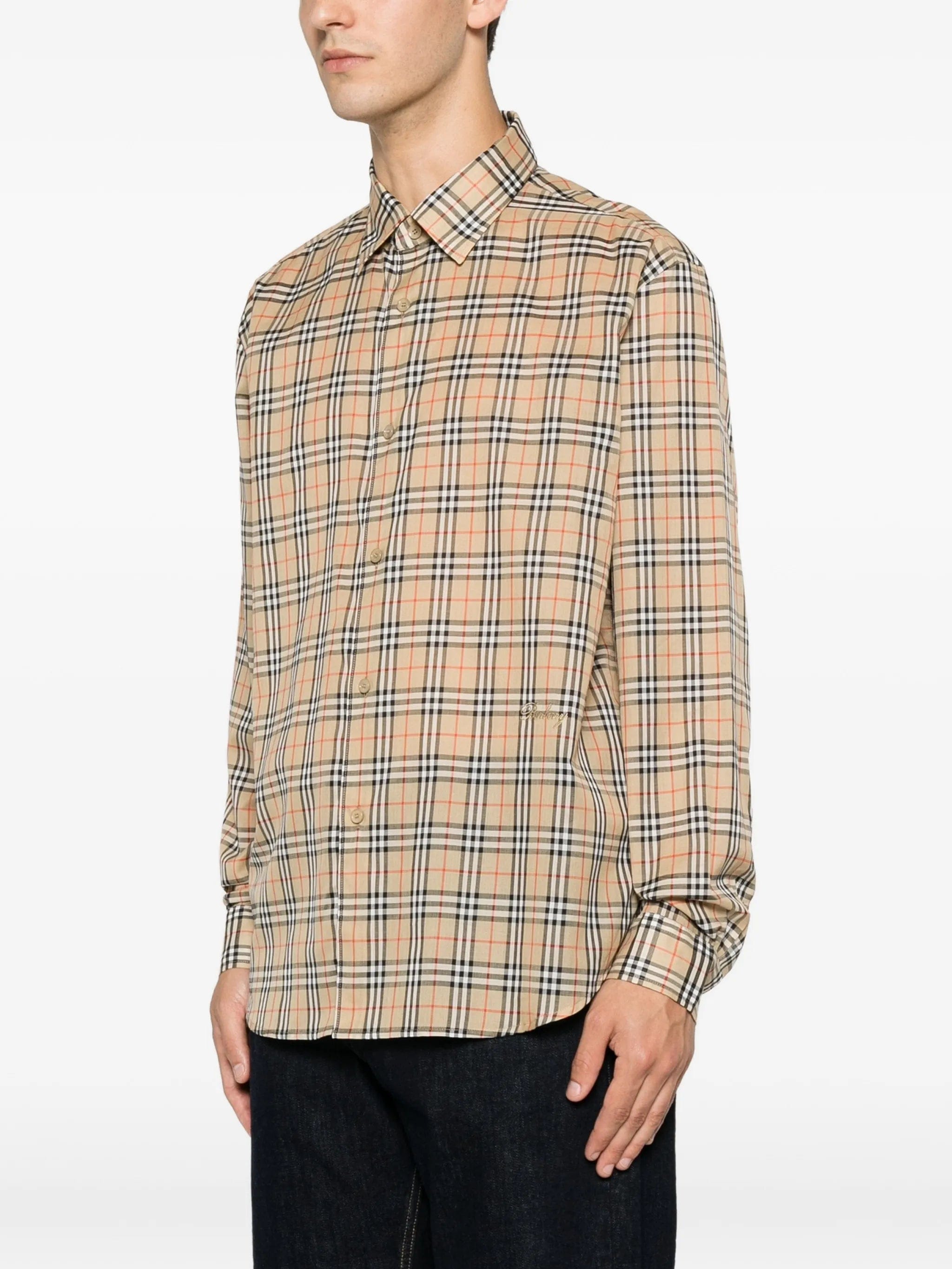 Burberry check - pattern long - sleeve shirt