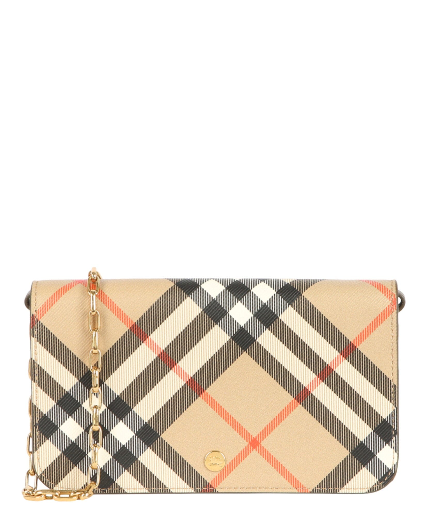 Burberry Womens LS Large Check Chain Strap Wallet