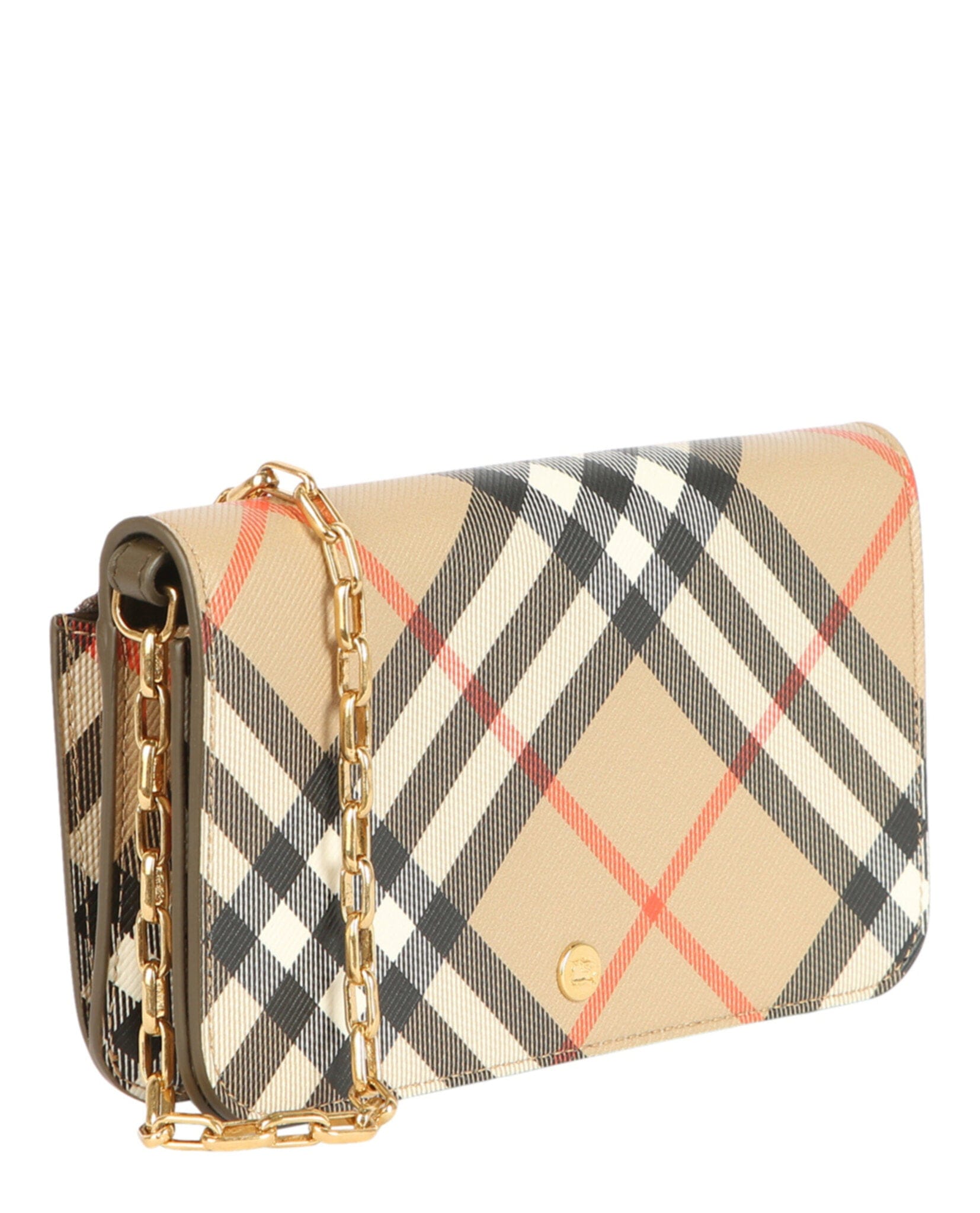 Burberry Womens LS Large Check Chain Strap Wallet