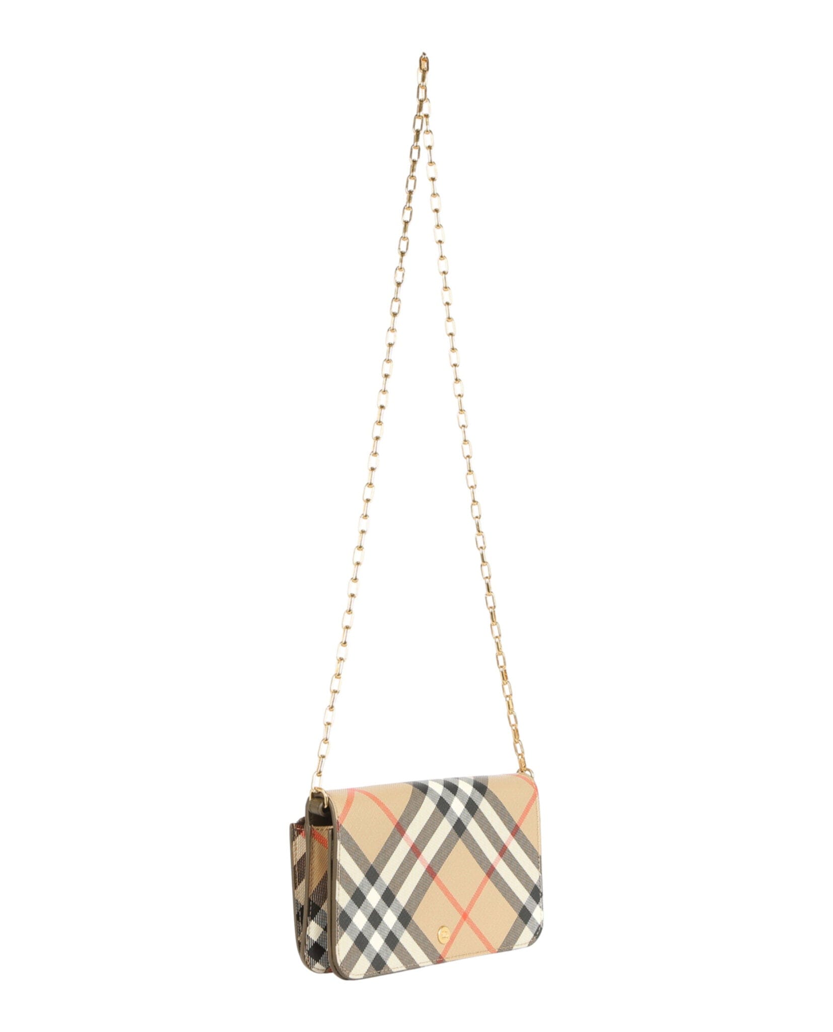 Burberry Womens LS Large Check Chain Strap Wallet