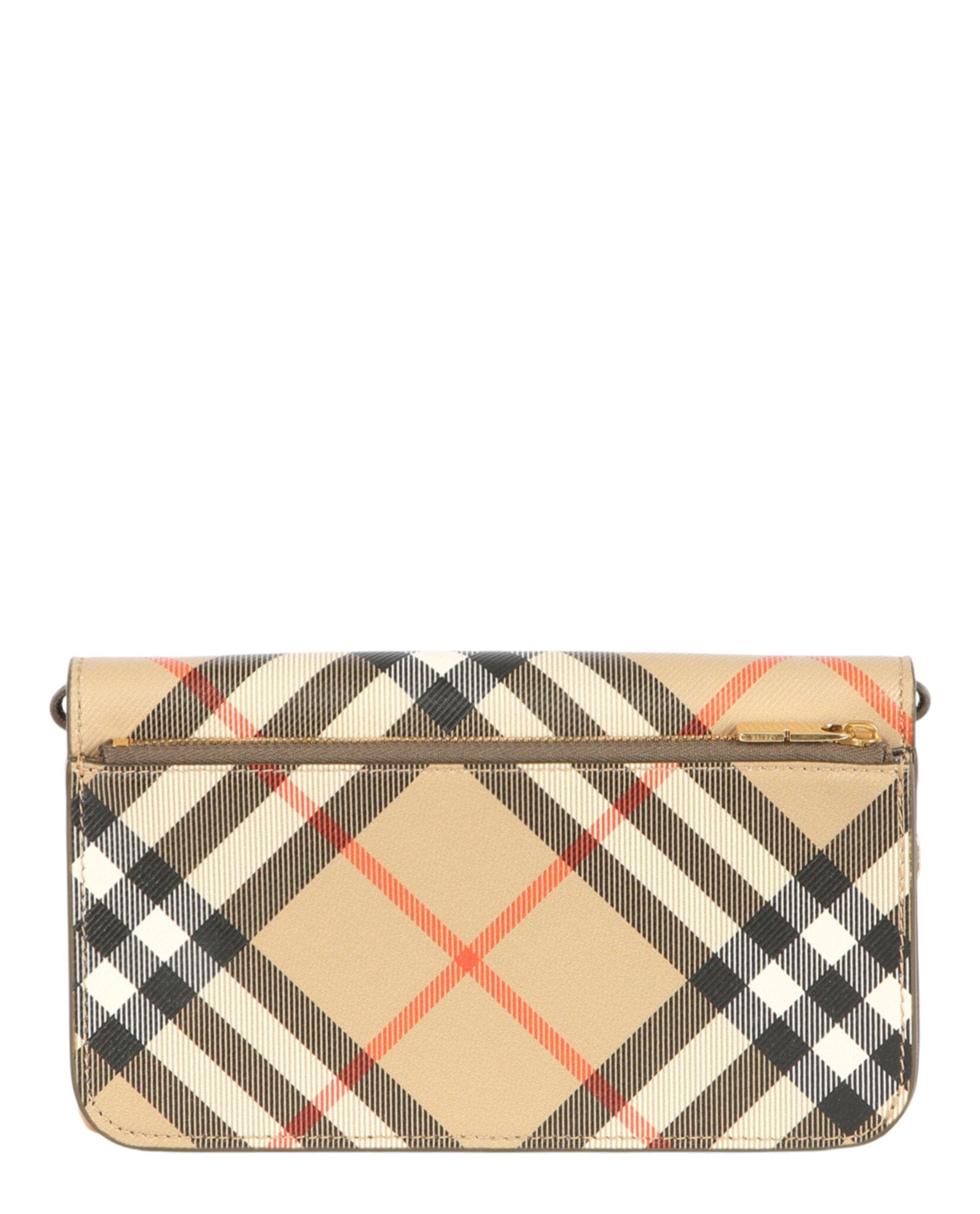 Burberry Womens LS Large Check Chain Strap Wallet