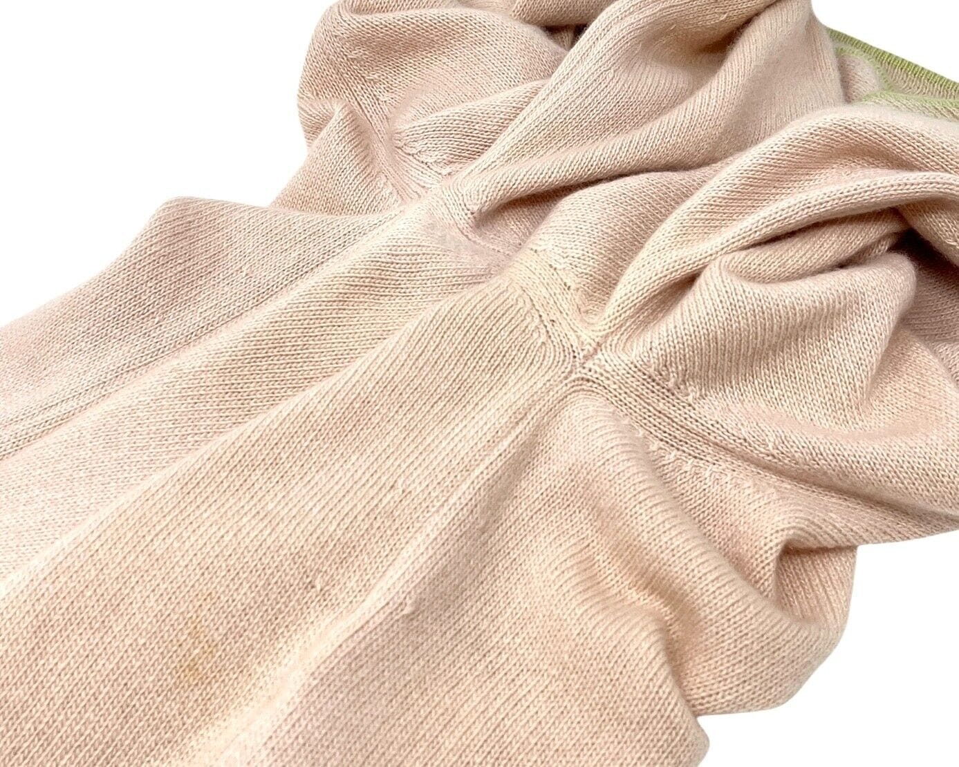 Chanel Vintage 03P Logo Knit Cardigan #42 Sweater Pink Green Cashmere Button
