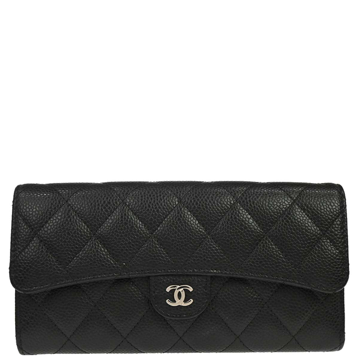Chanel 2018 - 2019 Black Caviar Skin Pushlock Long Wallet