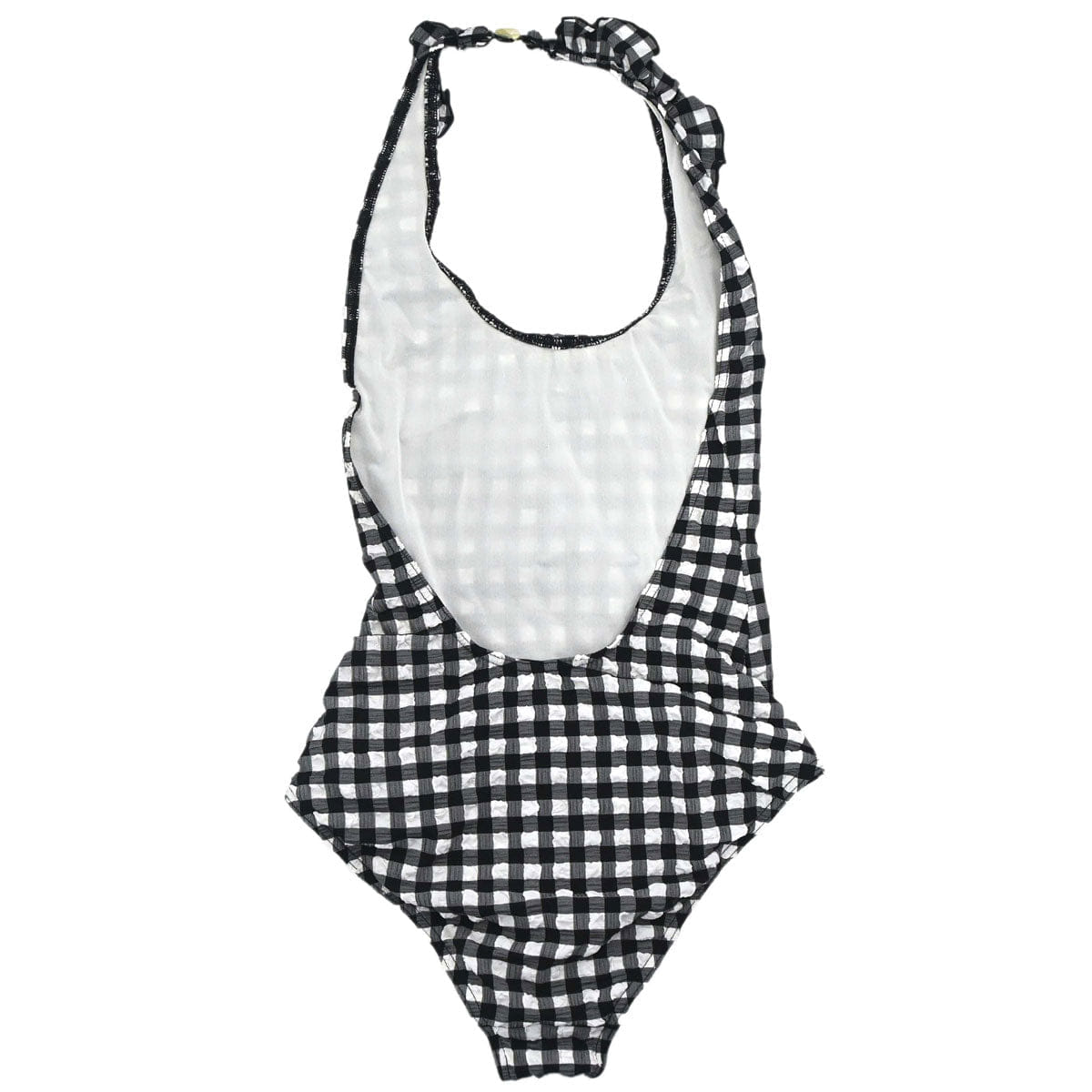 Chanel 2010 Swimwear Swimsuit Gingham Check Black #36