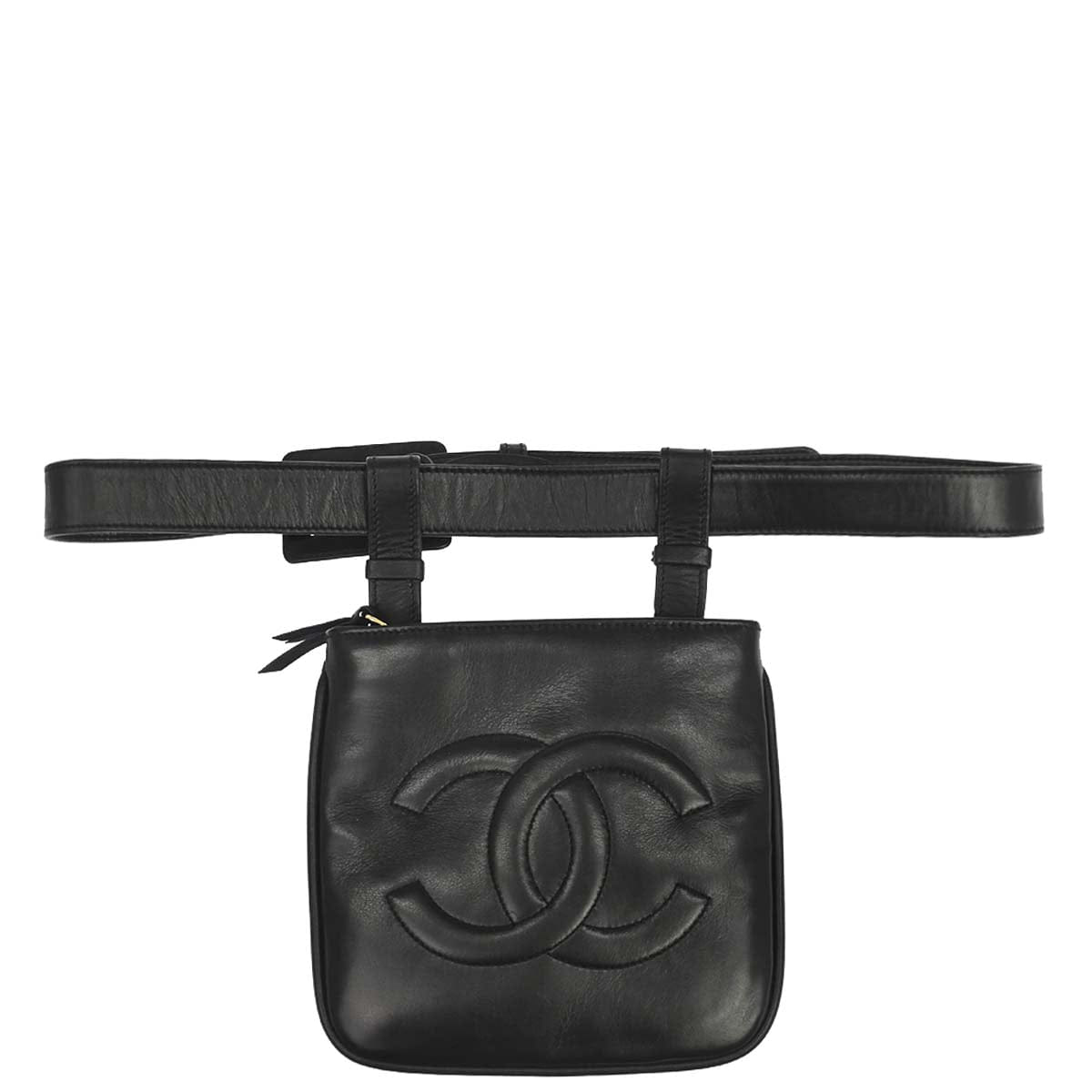 Chanel 1989 - 1991 Black Lambskin Waist Bum Bag #85/34