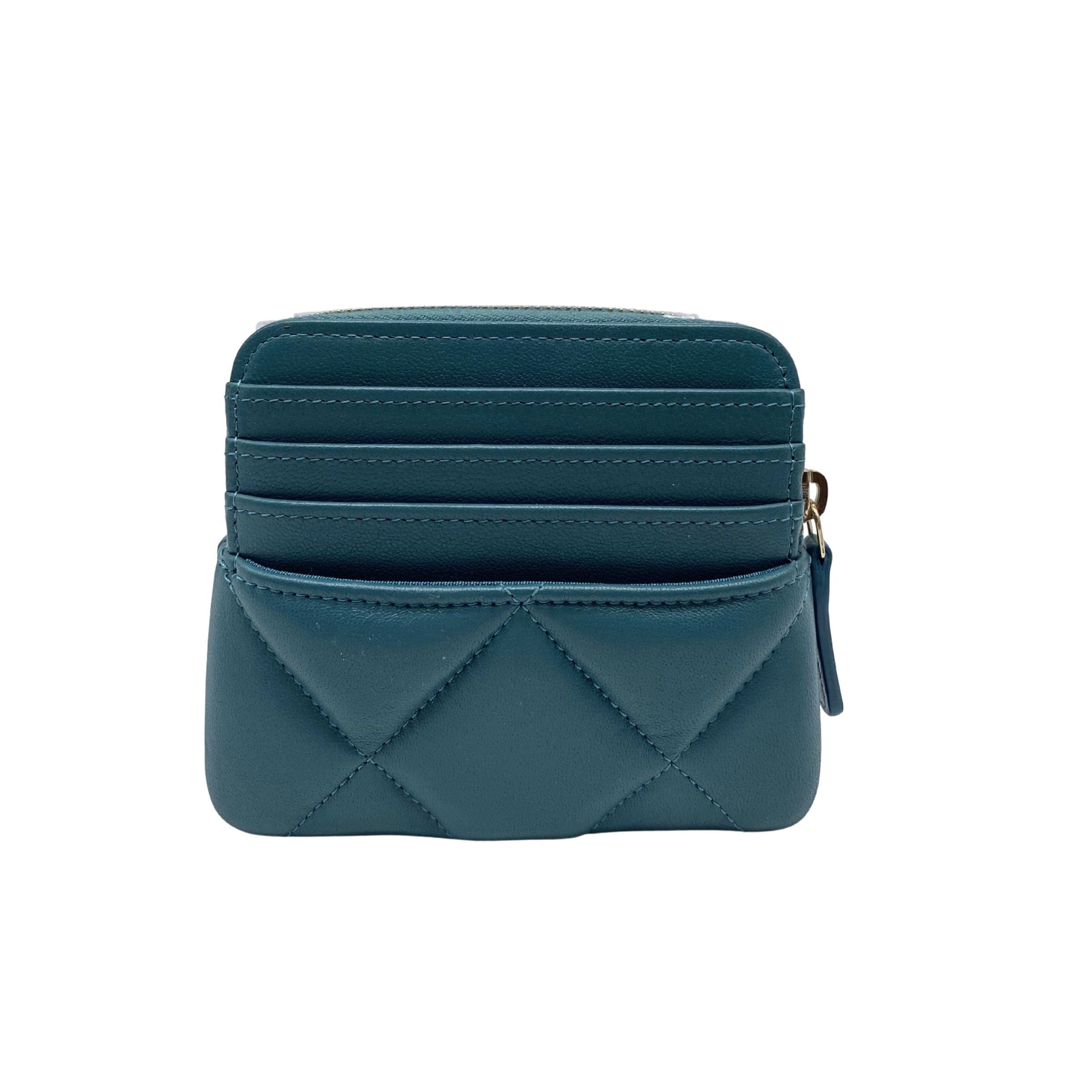 Chanel 19 Teal Card Holder Wallet