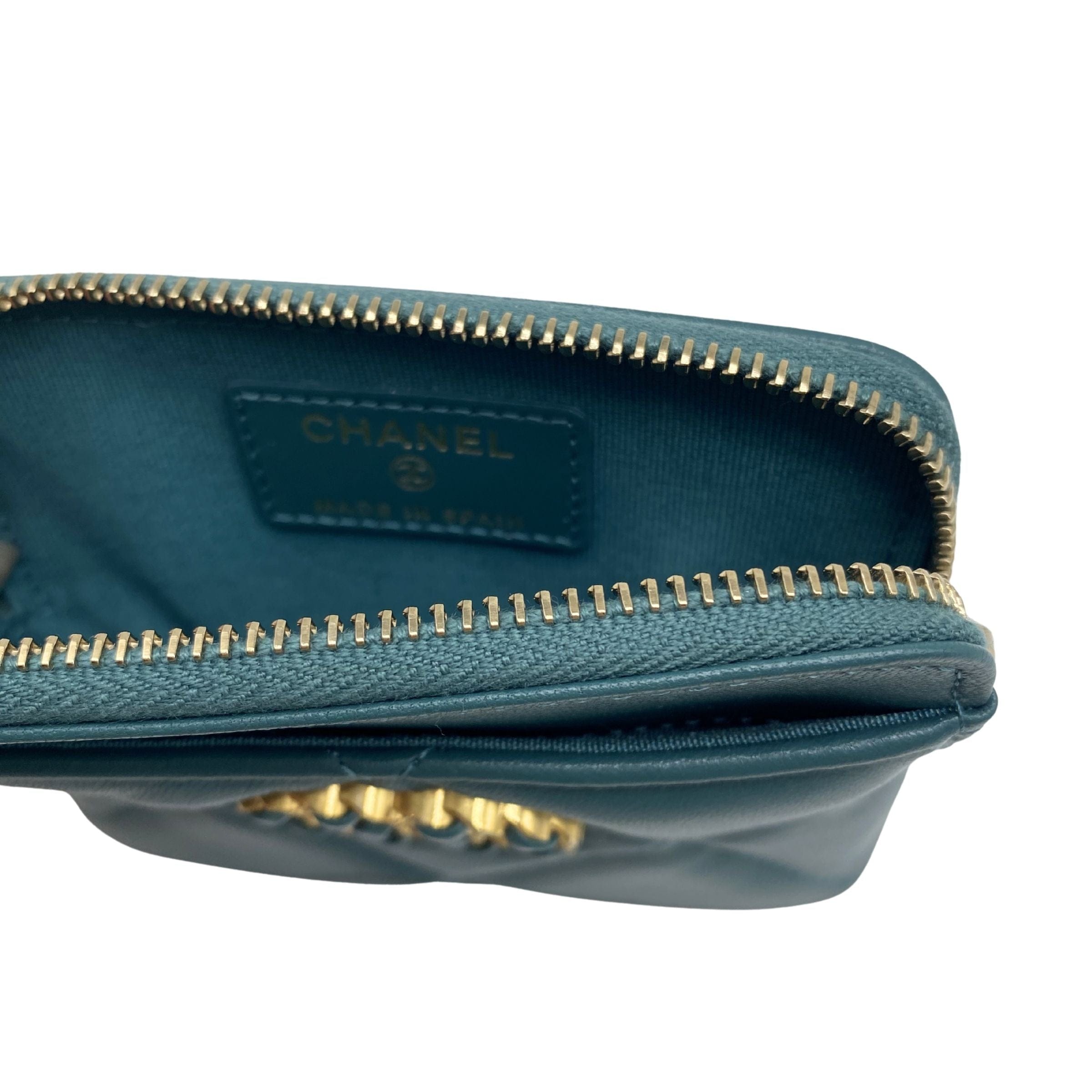Chanel 19 Teal Card Holder Wallet