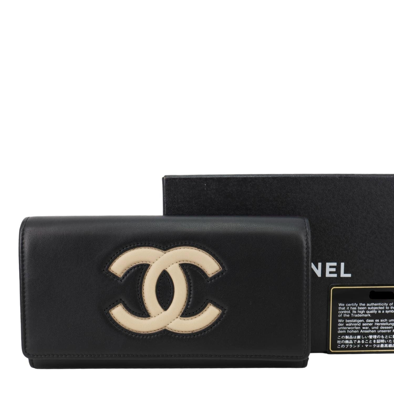 CHANEL CC Logo Quilted Leather Long Wallet Black