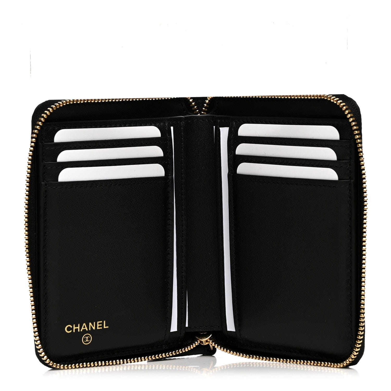 Chanel Lizard Embossed Compact Wallet Black