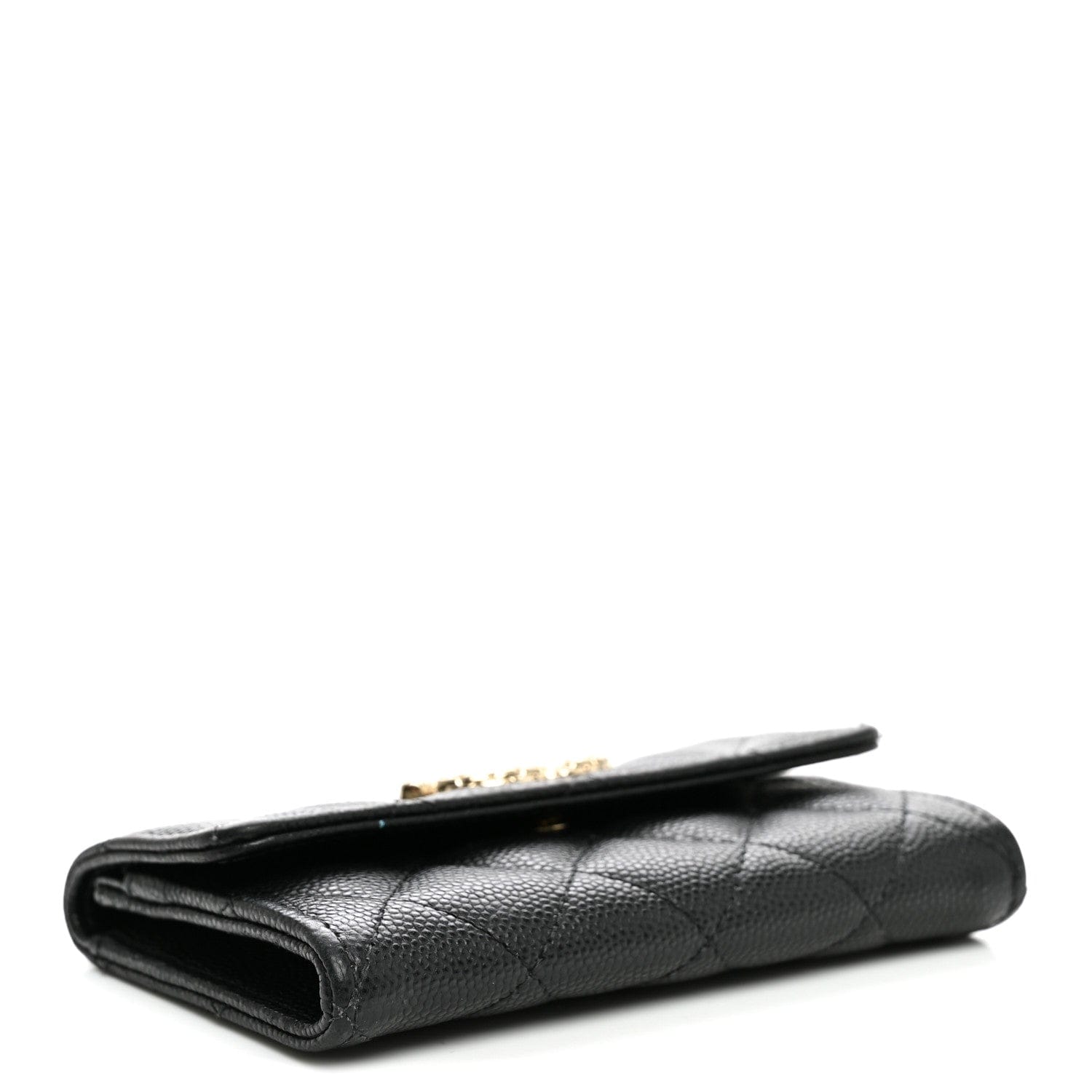 Chanel Caviar Quilted Textured CC Flap Card Holder Black