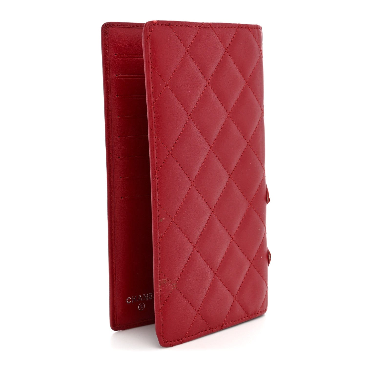 Chanel Calfskin Quilted Cambon Yen Wallet Red