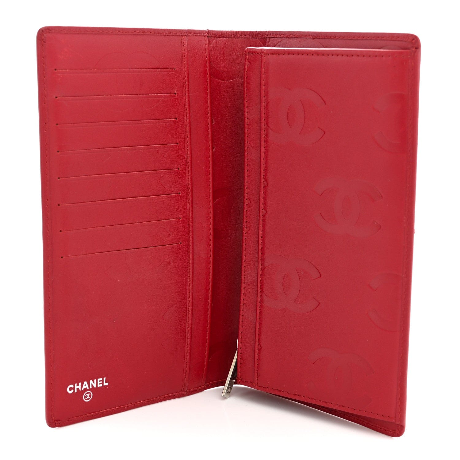 Chanel Calfskin Quilted Cambon Yen Wallet Red