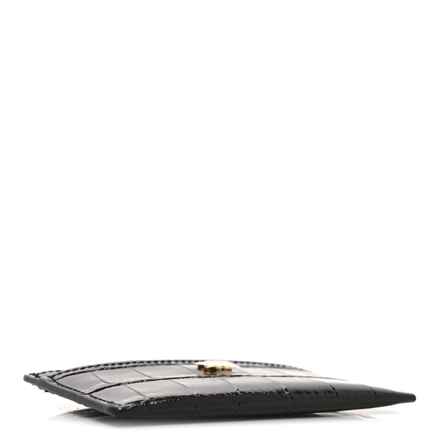 Chanel Calfskin Crocodile Embossed Crococo Card Holder Black