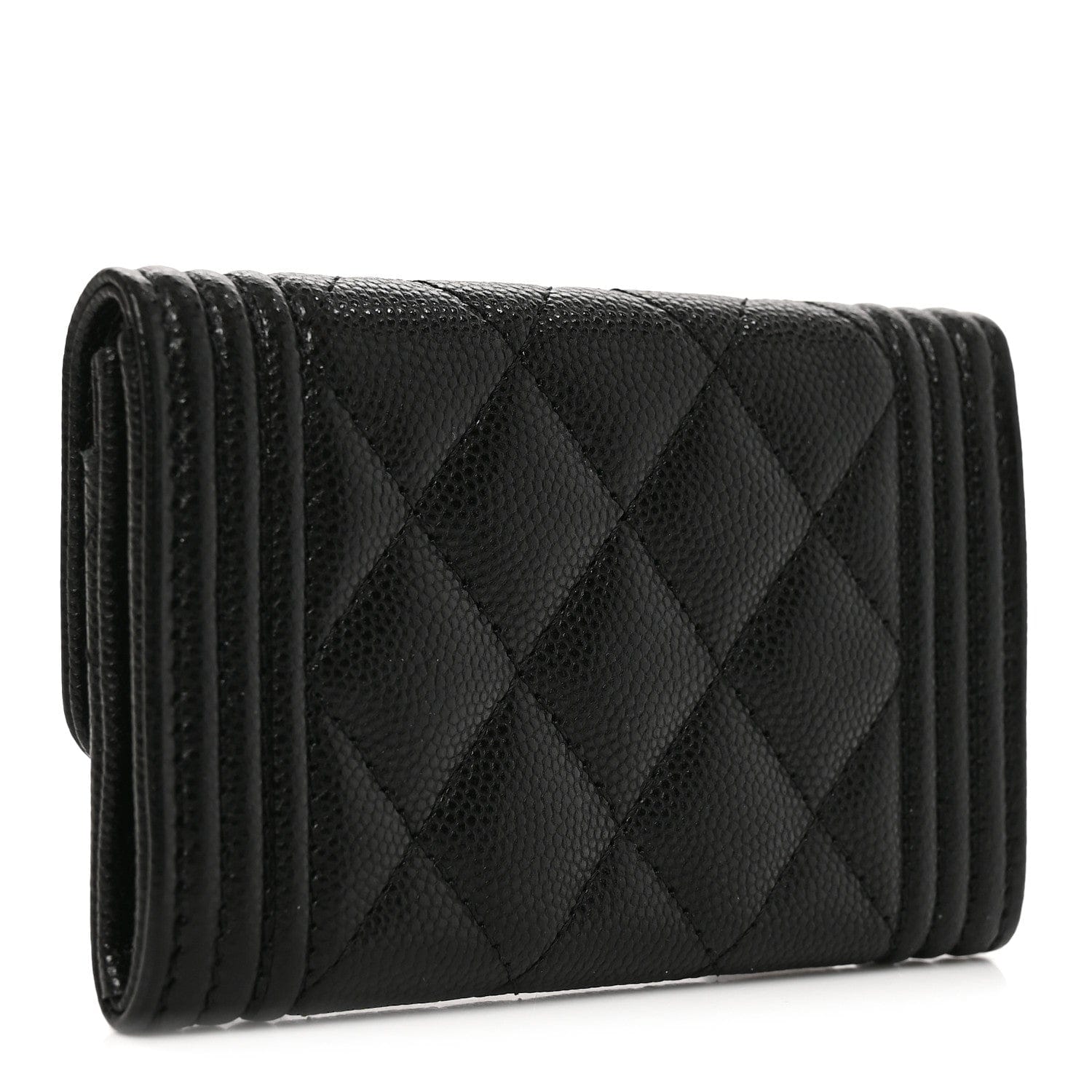 Chanel Caviar Quilted Boy Flap Card Holder Black