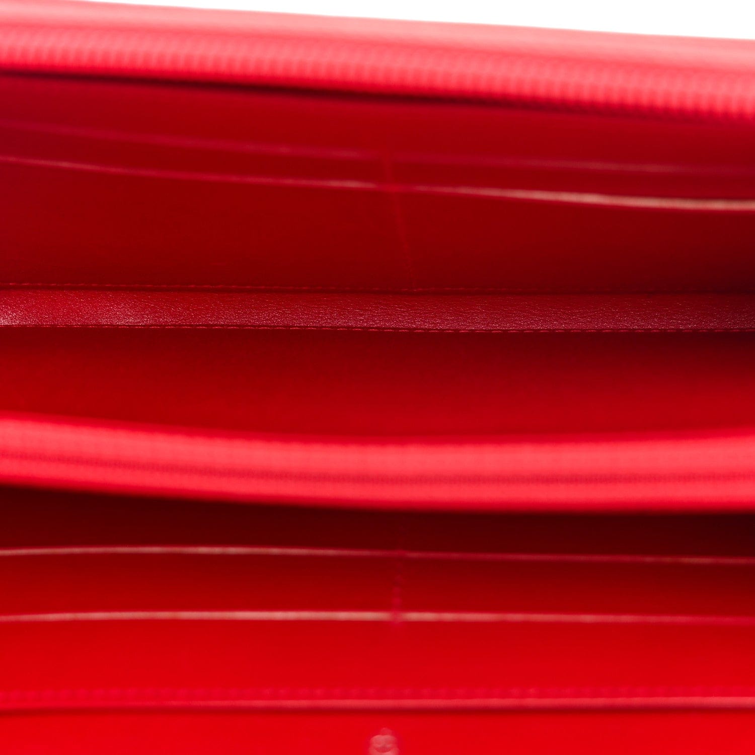 Chanel Patent Camellia Embossed Large Gusset Zip Around Wallet Red