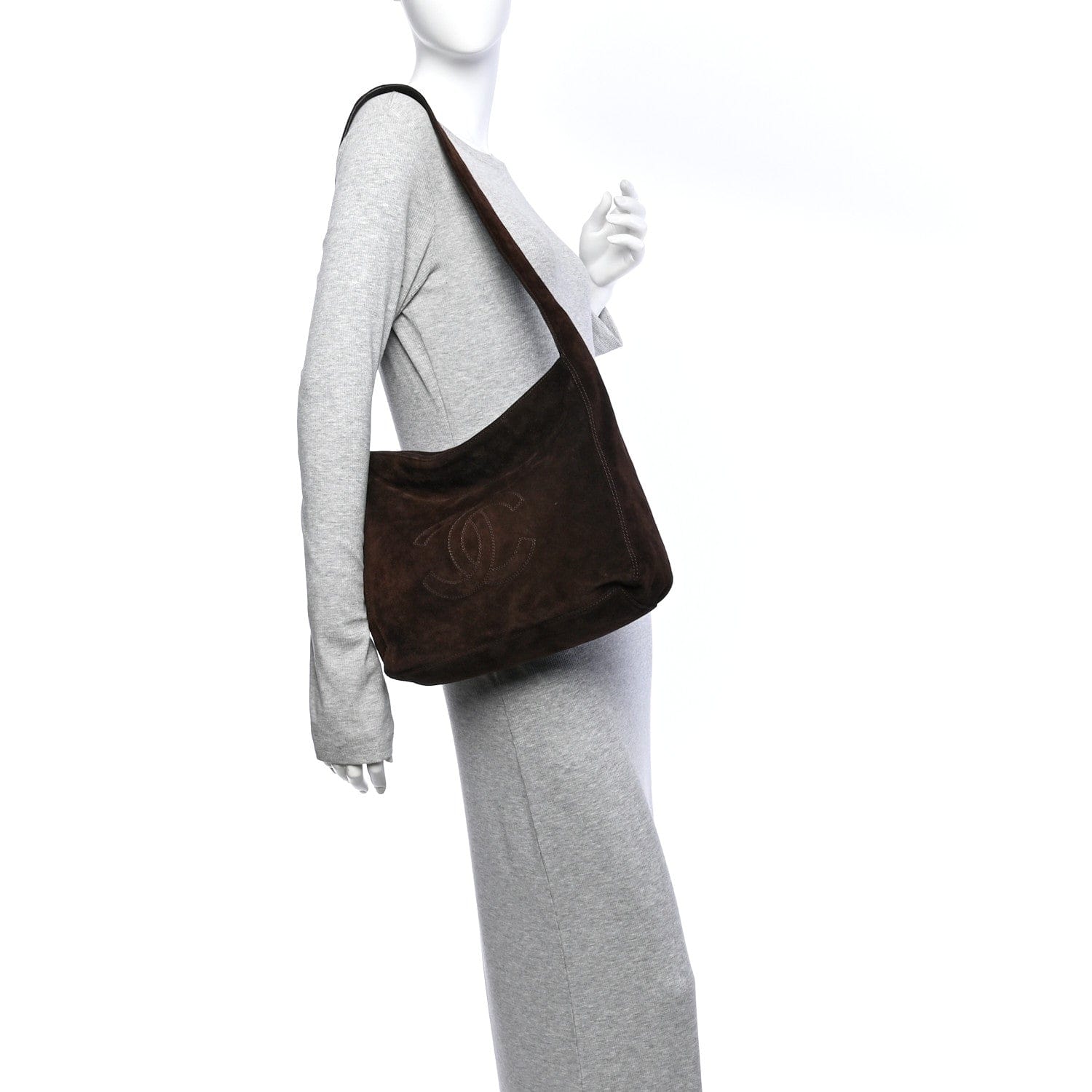 Chanel Suede CC Tassel Messenger Bag Brown