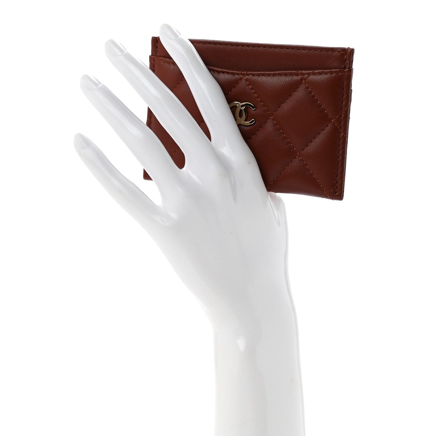 Chanel Lambskin Quilted Card Holder Brown