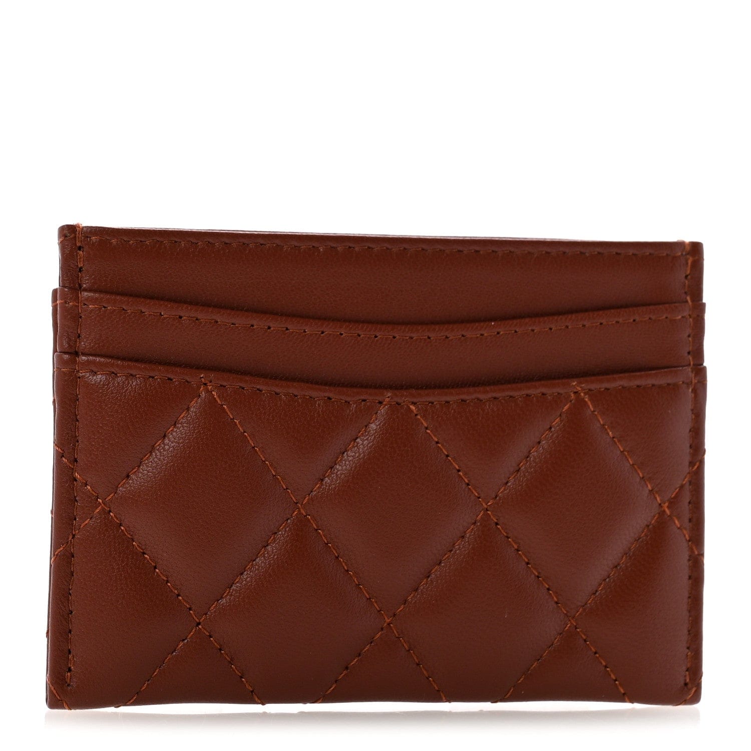 Chanel Lambskin Quilted Card Holder Brown