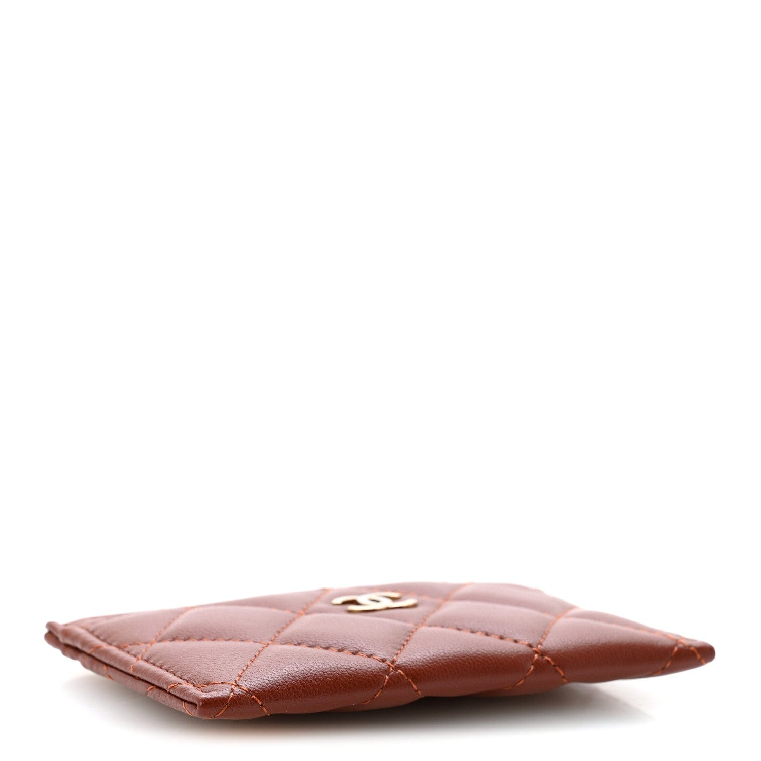 Chanel Lambskin Quilted Card Holder Brown
