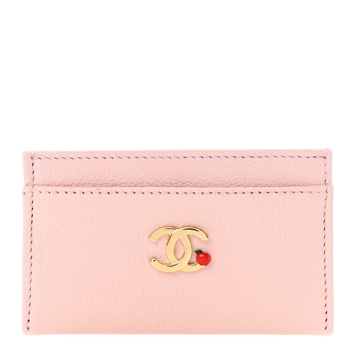 Chanel Grained Goatskin CC Apple Card Holder Light Pink