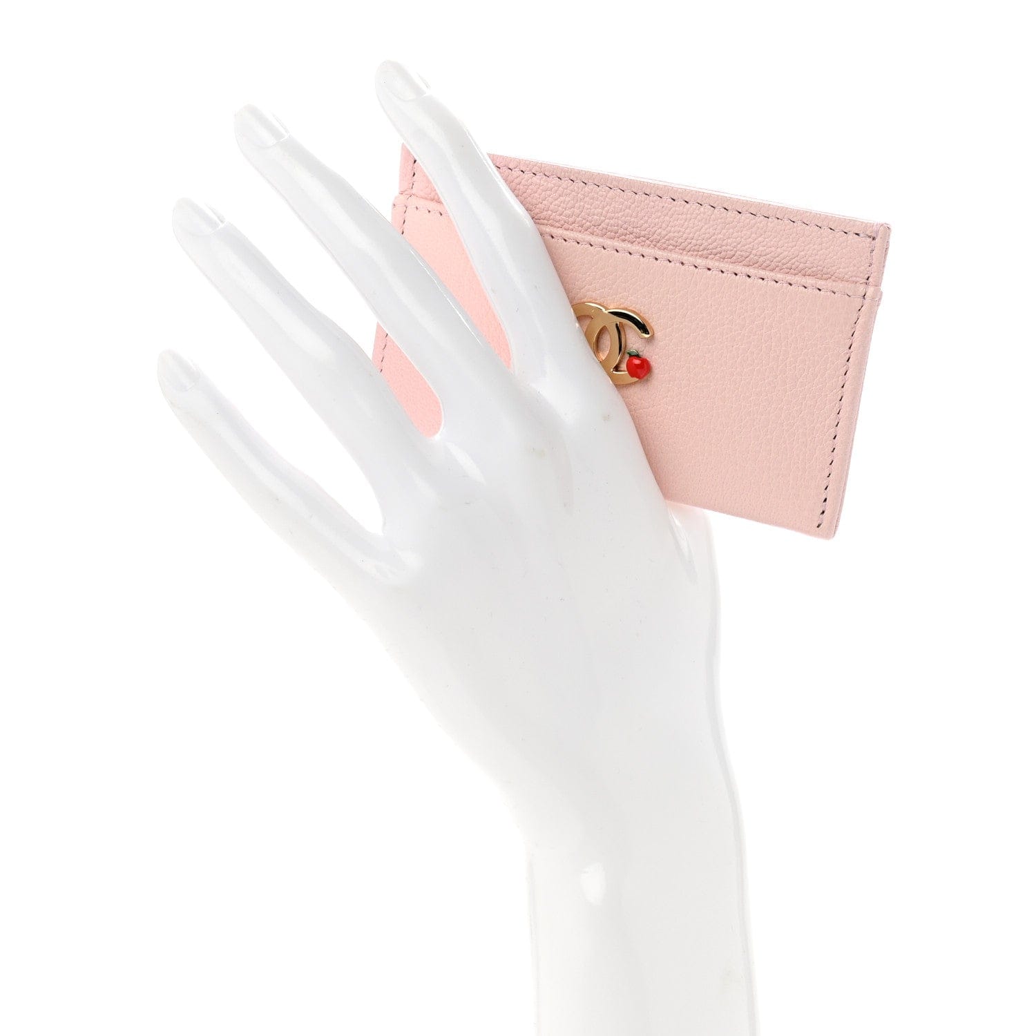 Chanel Grained Goatskin CC Apple Card Holder Light Pink
