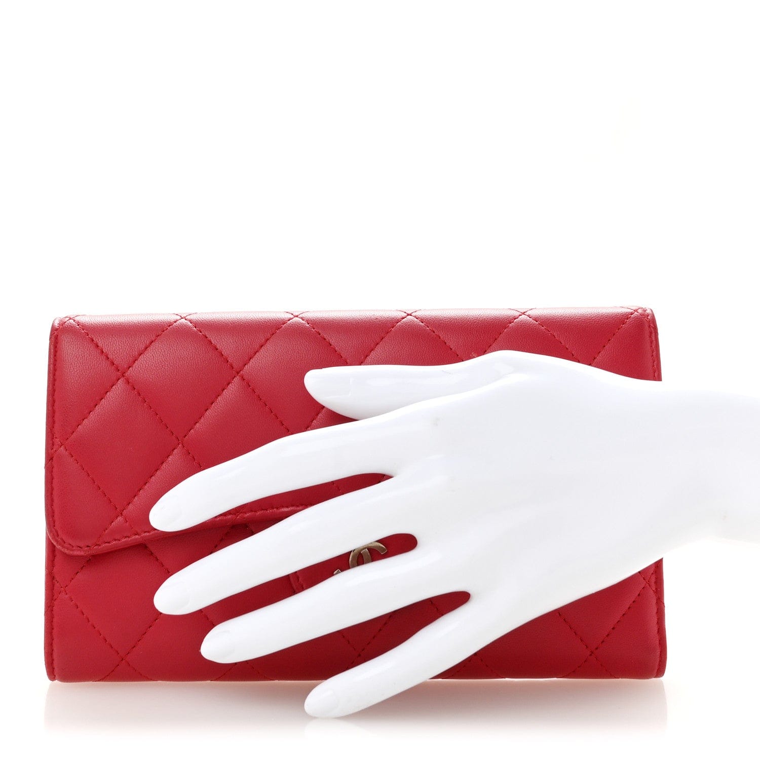 Chanel Lambskin Quilted Large Flap Wallet Dark Pink