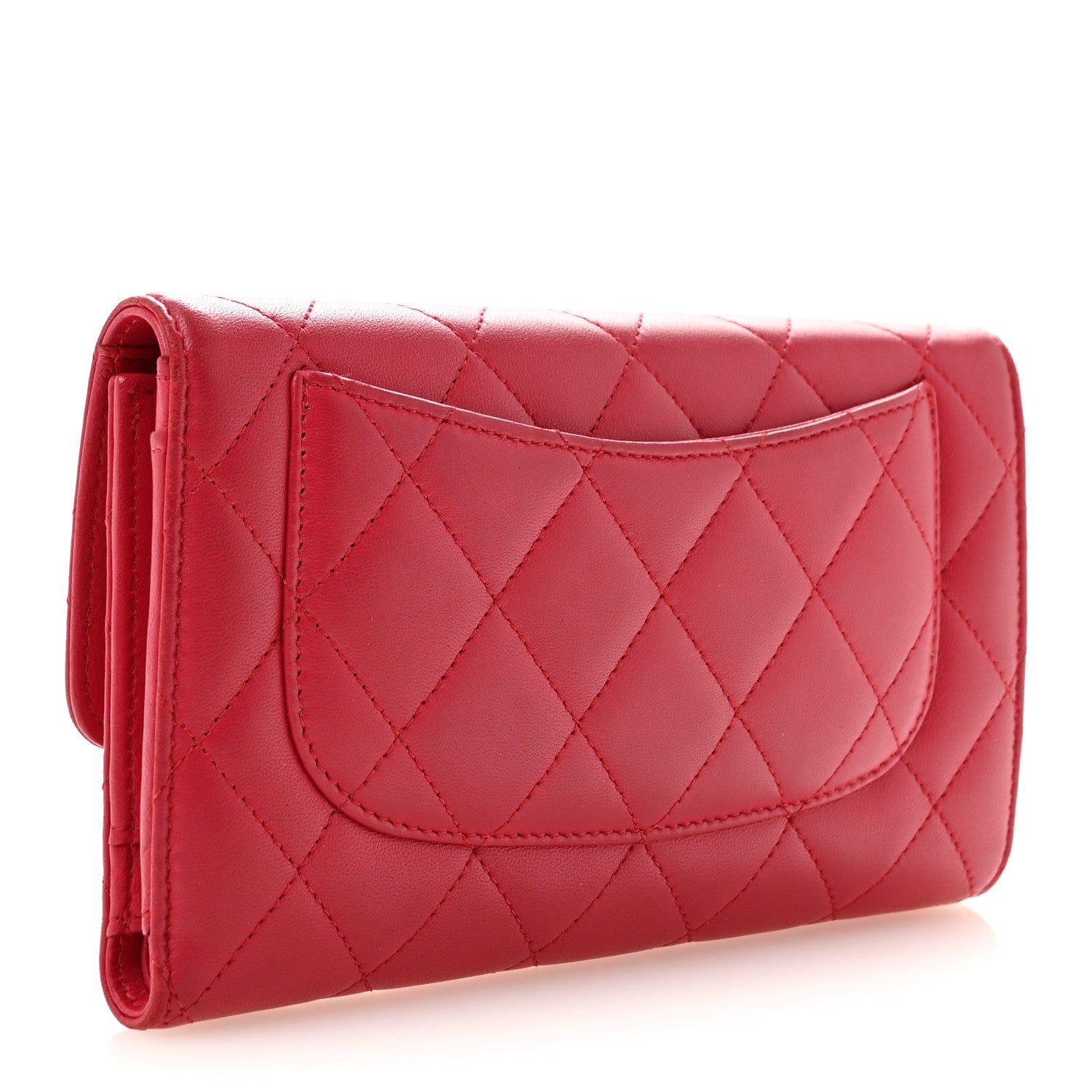 Chanel Lambskin Quilted Large Flap Wallet Dark Pink